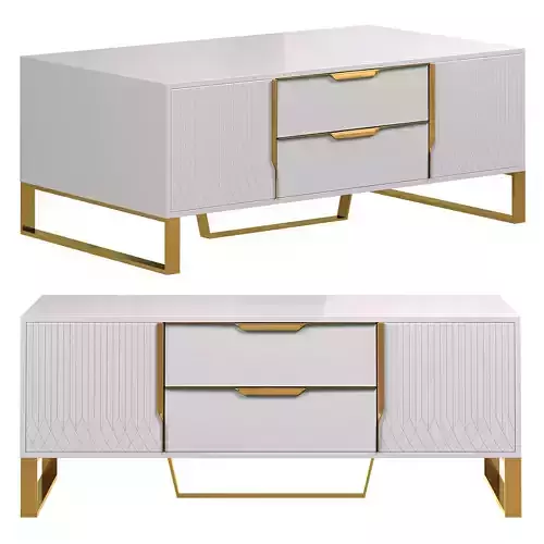 Modern white rectangular coffee table by Homary