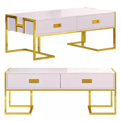 Jocise modern white rectangular coffee table by Homary