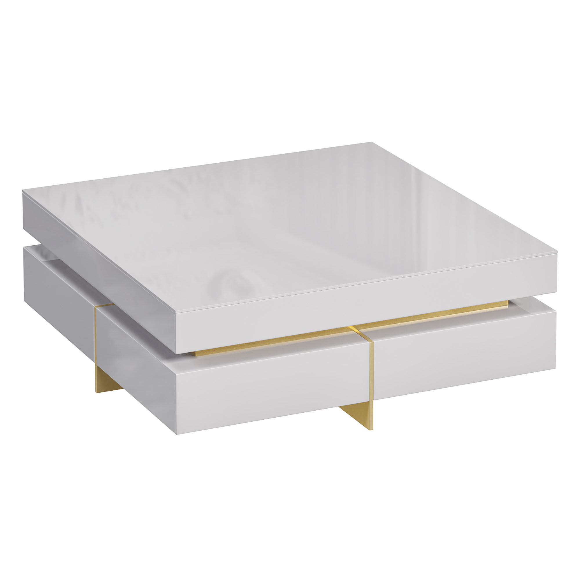 White Modern Square Coffee Table by Homary 3D model_1