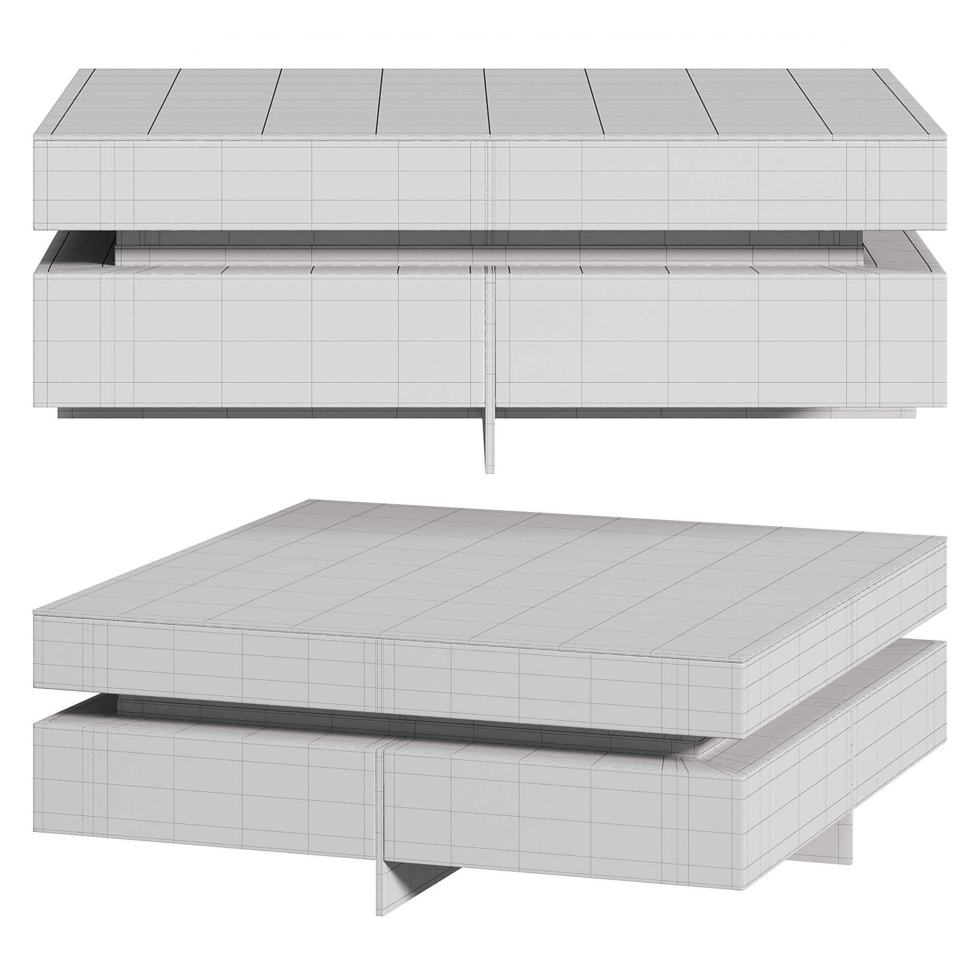 White Modern Square Coffee Table by Homary 3D model_2