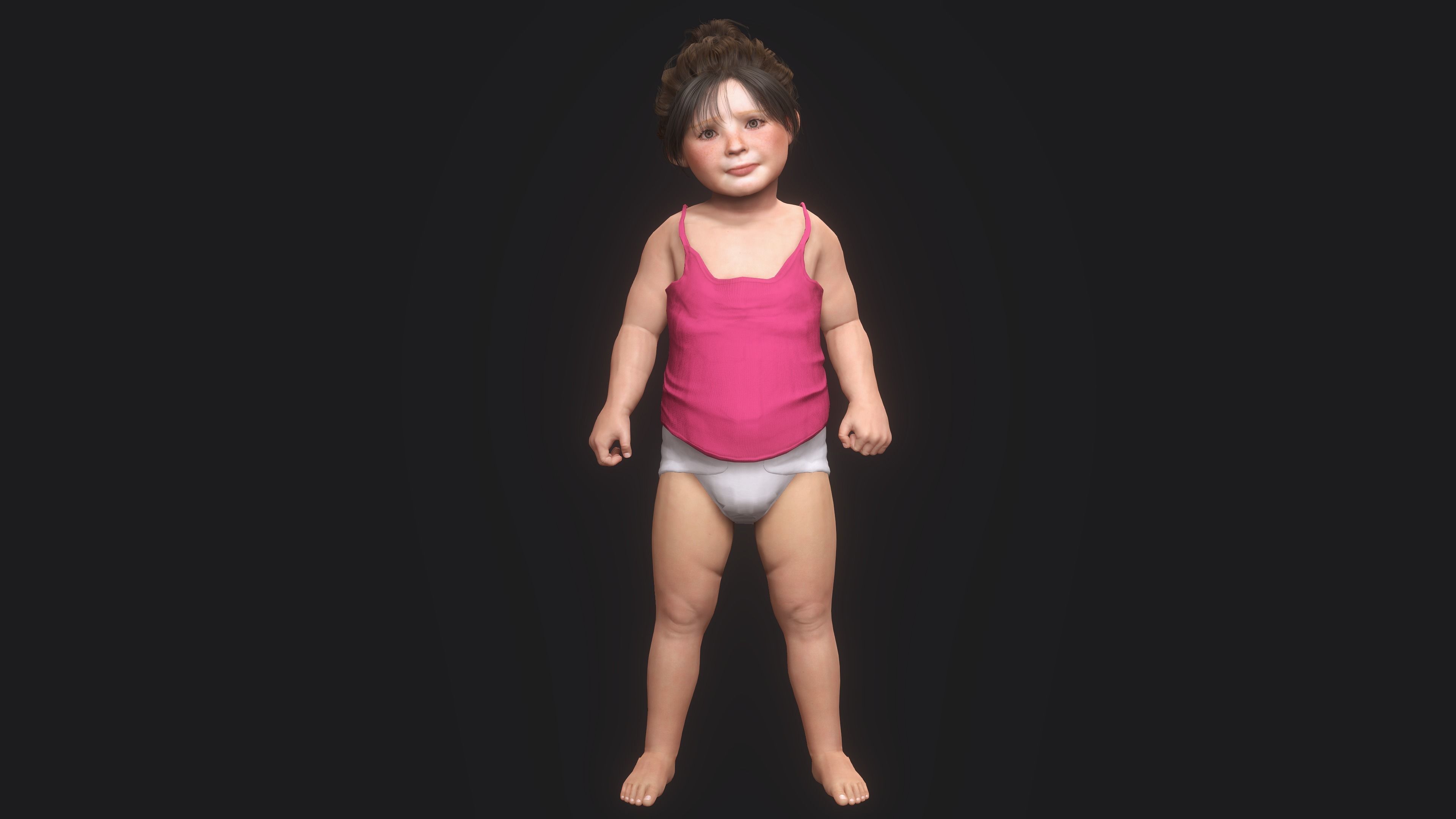 AAA 3D REALISTIC CHARACTER-EUROPEAN TODDLER or LITTLE GIRL 01 Low-poly 3D model_13