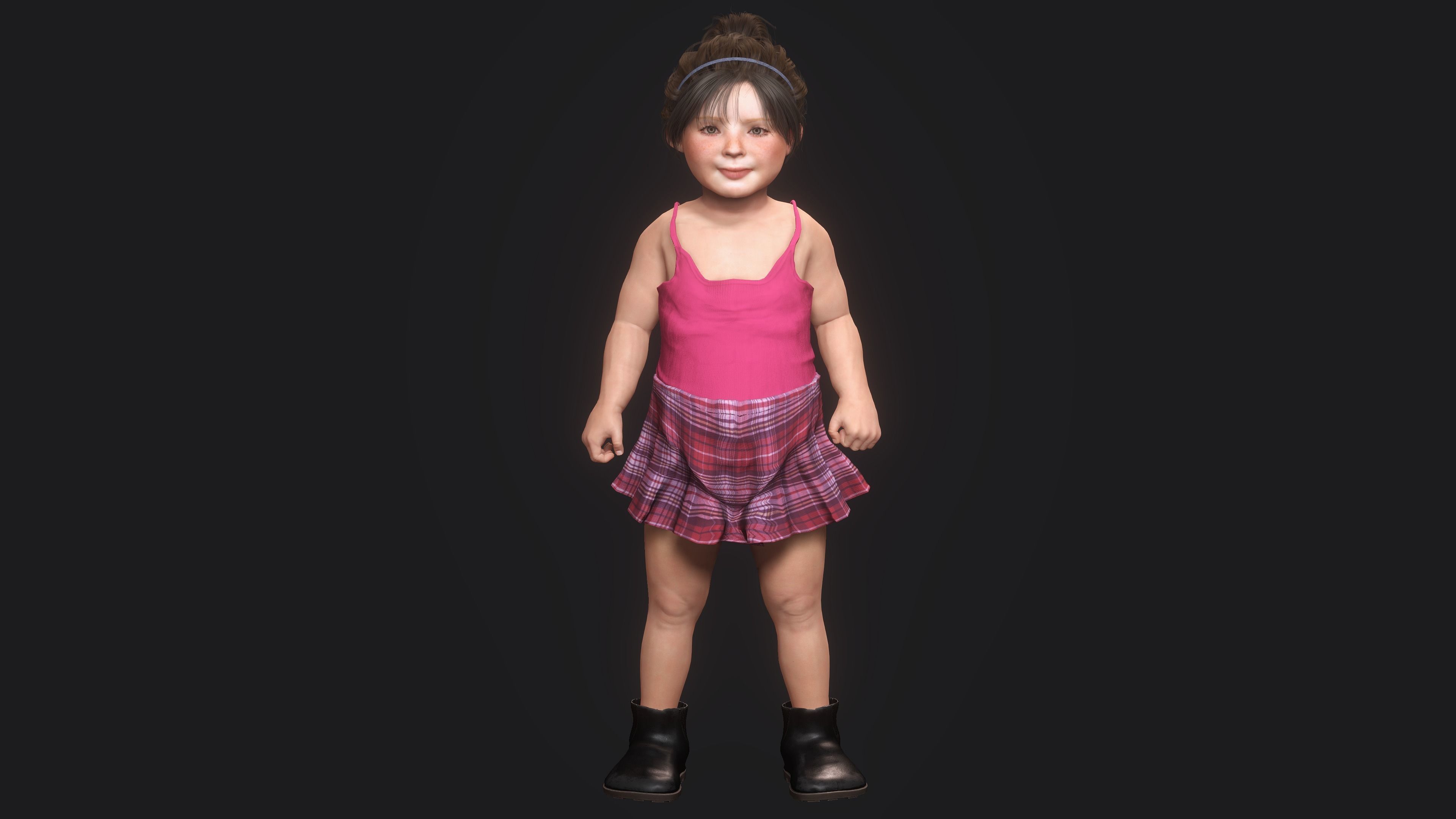 AAA 3D REALISTIC CHARACTER-EUROPEAN TODDLER or LITTLE GIRL 01 Low-poly 3D model_1