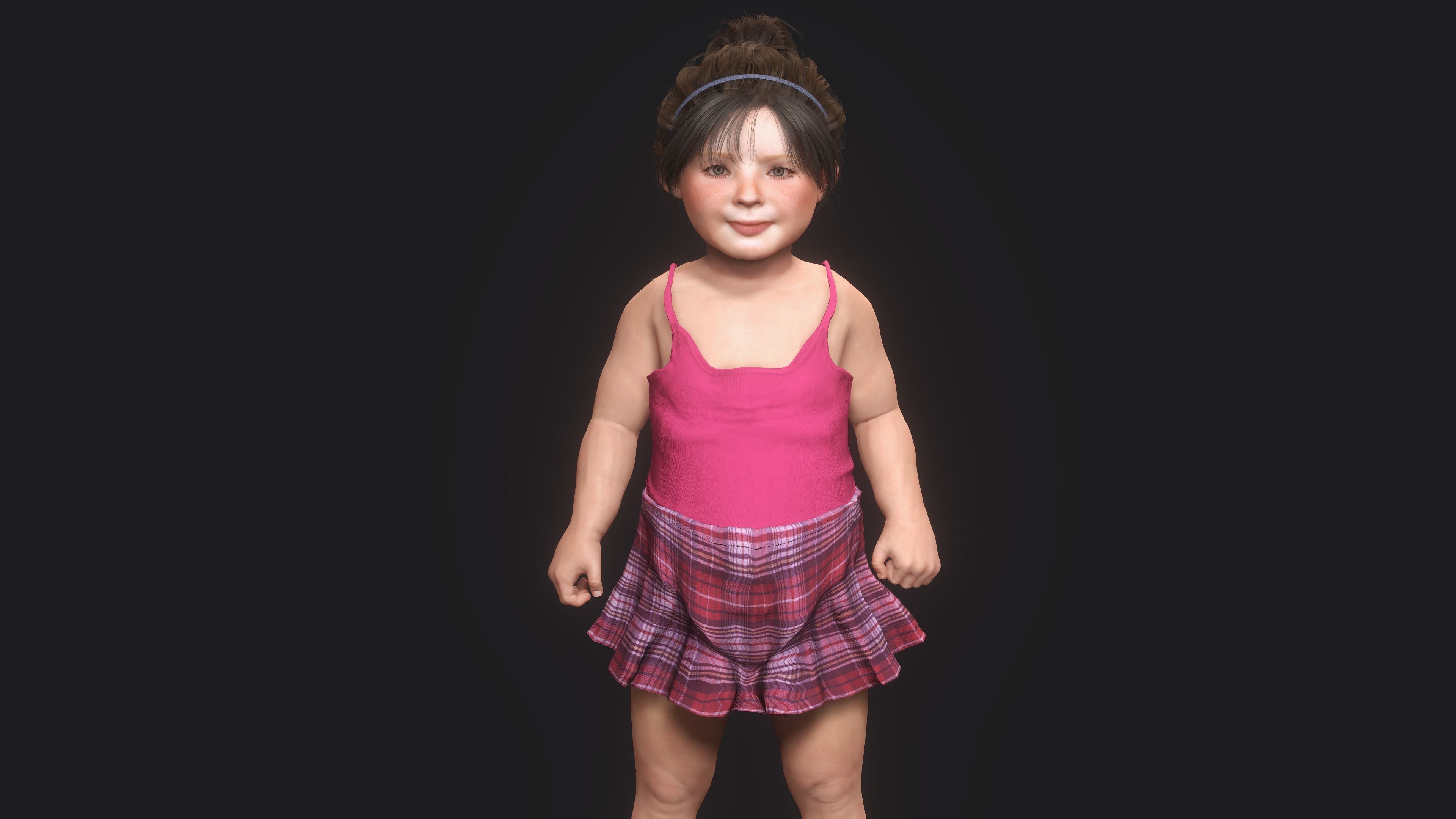 AAA 3D REALISTIC CHARACTER-EUROPEAN TODDLER or LITTLE GIRL 01 Low-poly 3D model_2