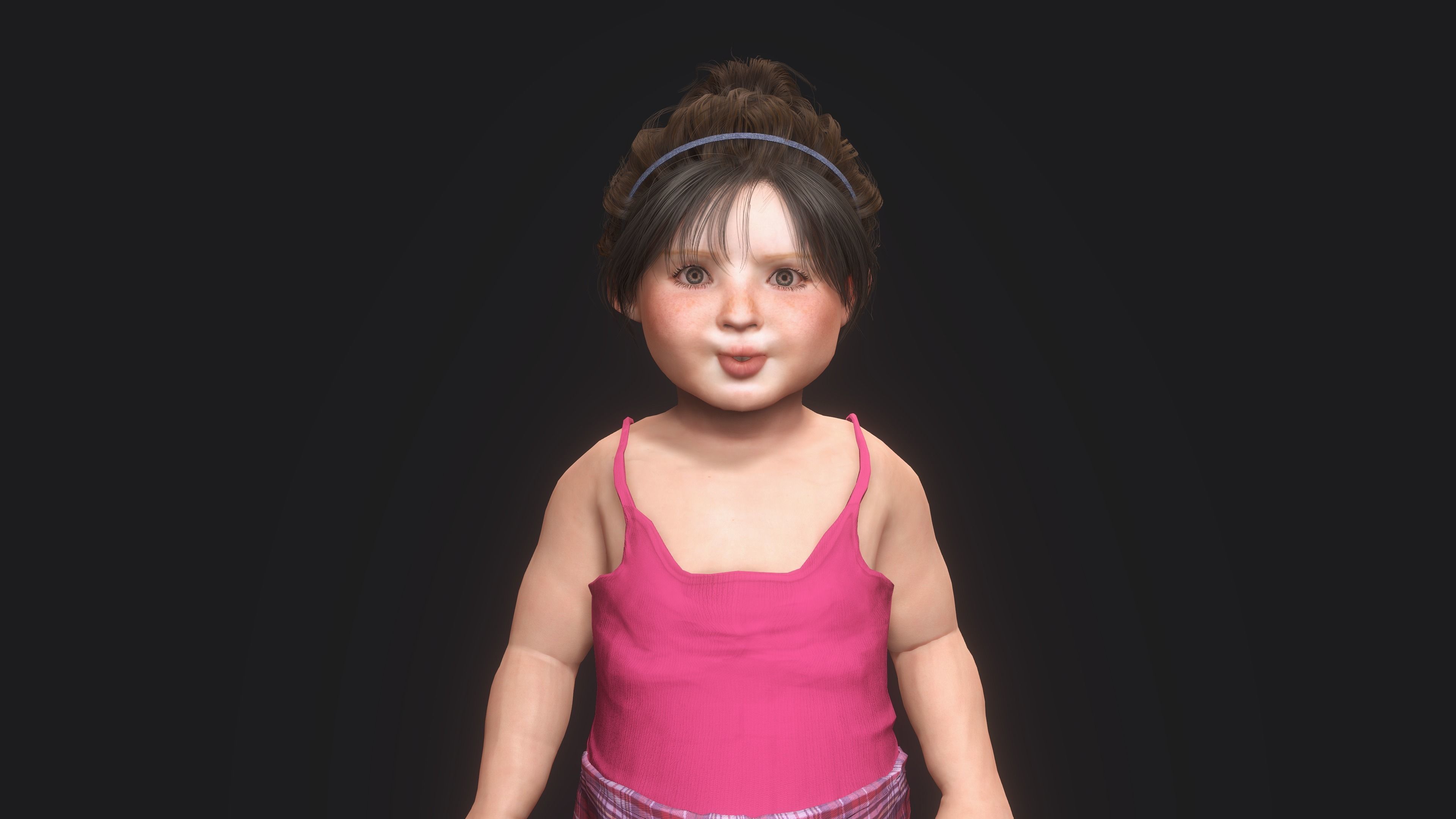AAA 3D REALISTIC CHARACTER-EUROPEAN TODDLER or LITTLE GIRL 01 Low-poly 3D model_5