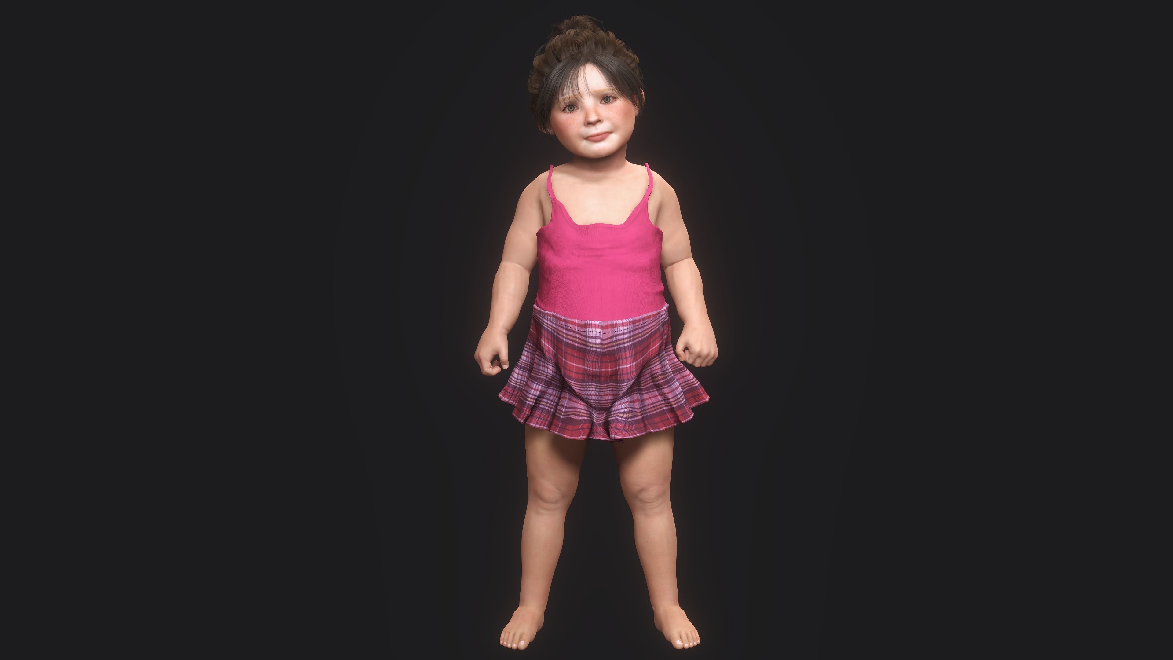 AAA 3D REALISTIC CHARACTER-EUROPEAN TODDLER or LITTLE GIRL 01 Low-poly 3D model_12