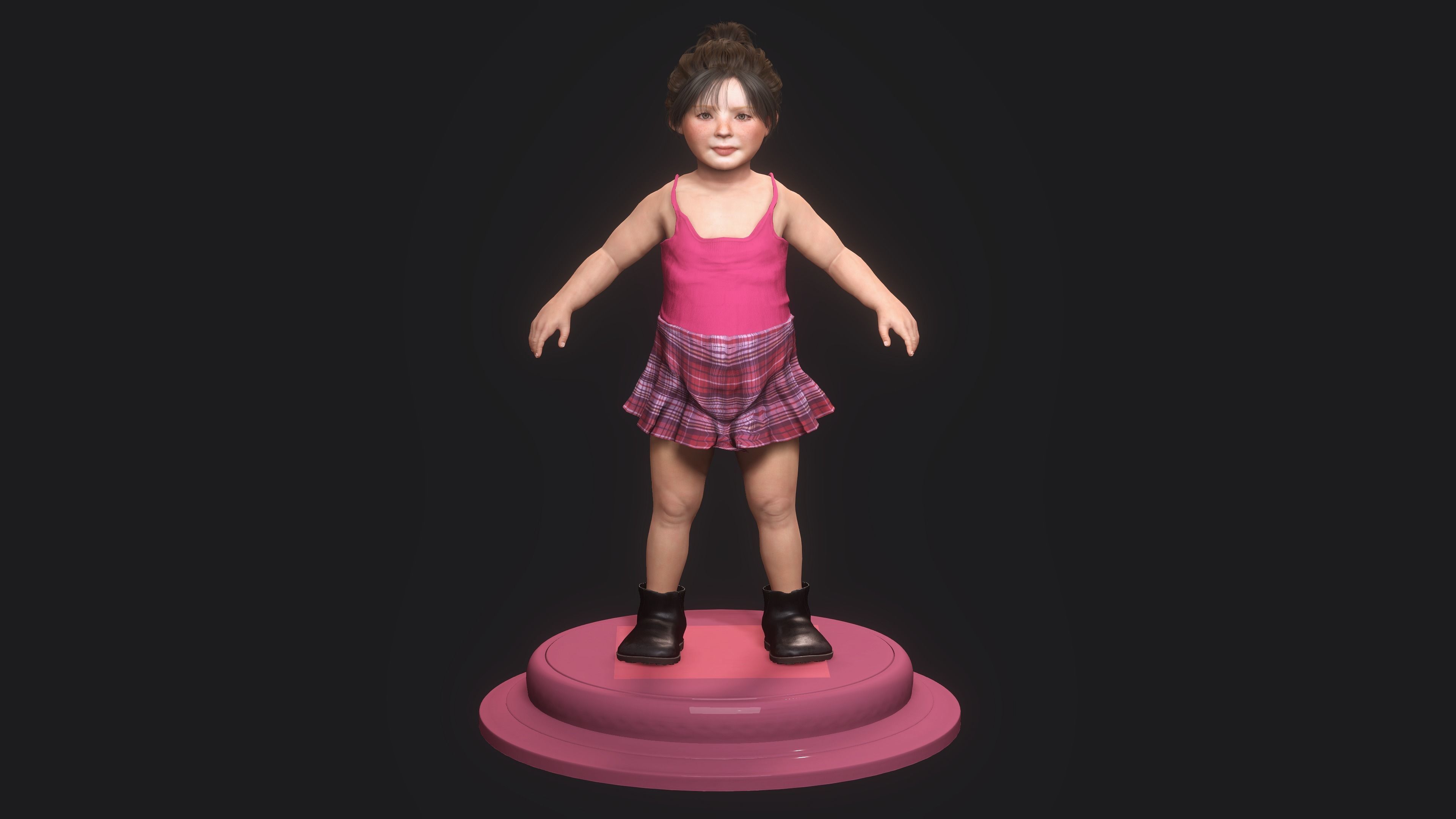 AAA 3D REALISTIC CHARACTER-EUROPEAN TODDLER or LITTLE GIRL 01 Low-poly 3D model_16