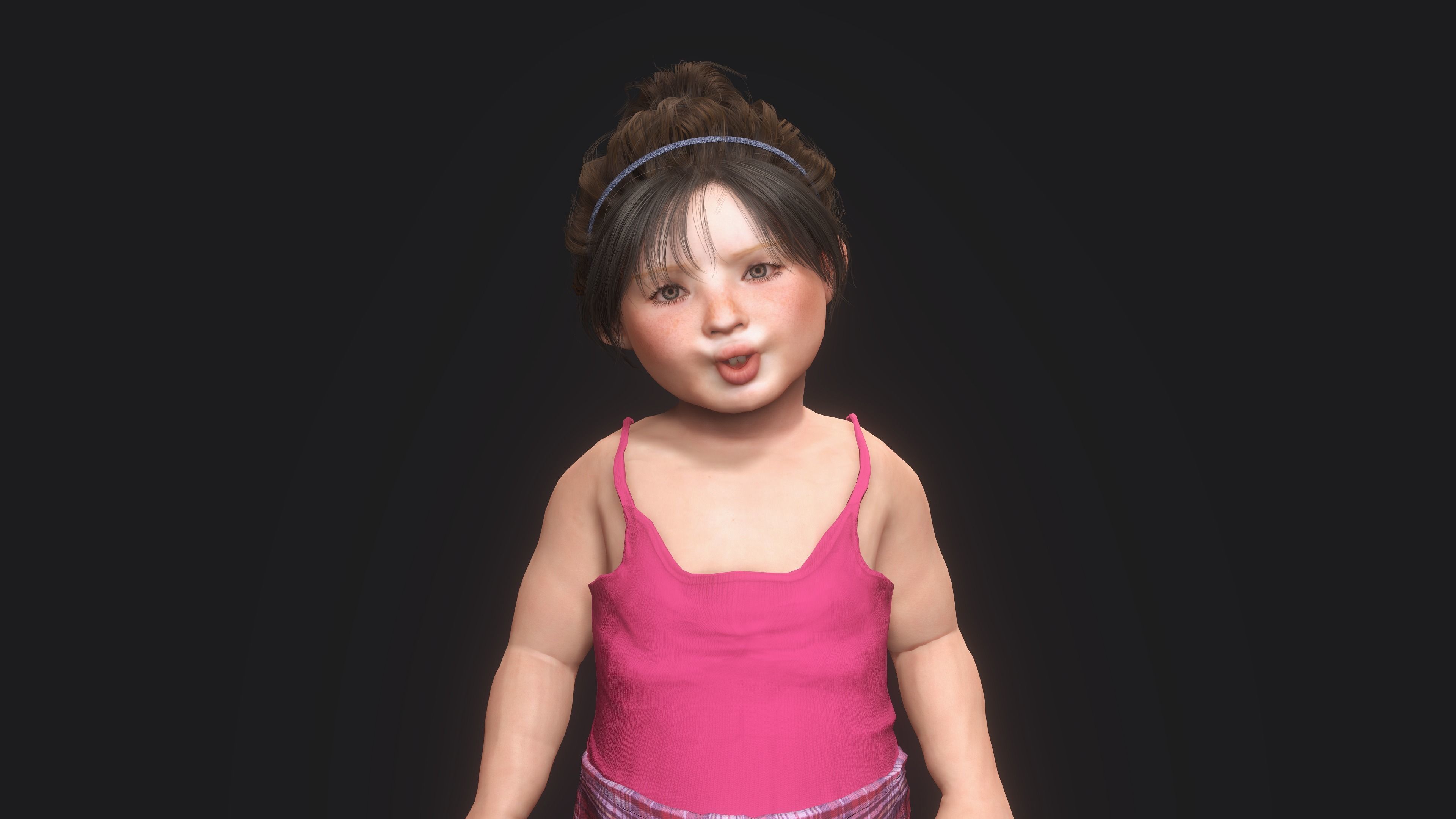 AAA 3D REALISTIC CHARACTER-EUROPEAN TODDLER or LITTLE GIRL 01 Low-poly 3D model_8