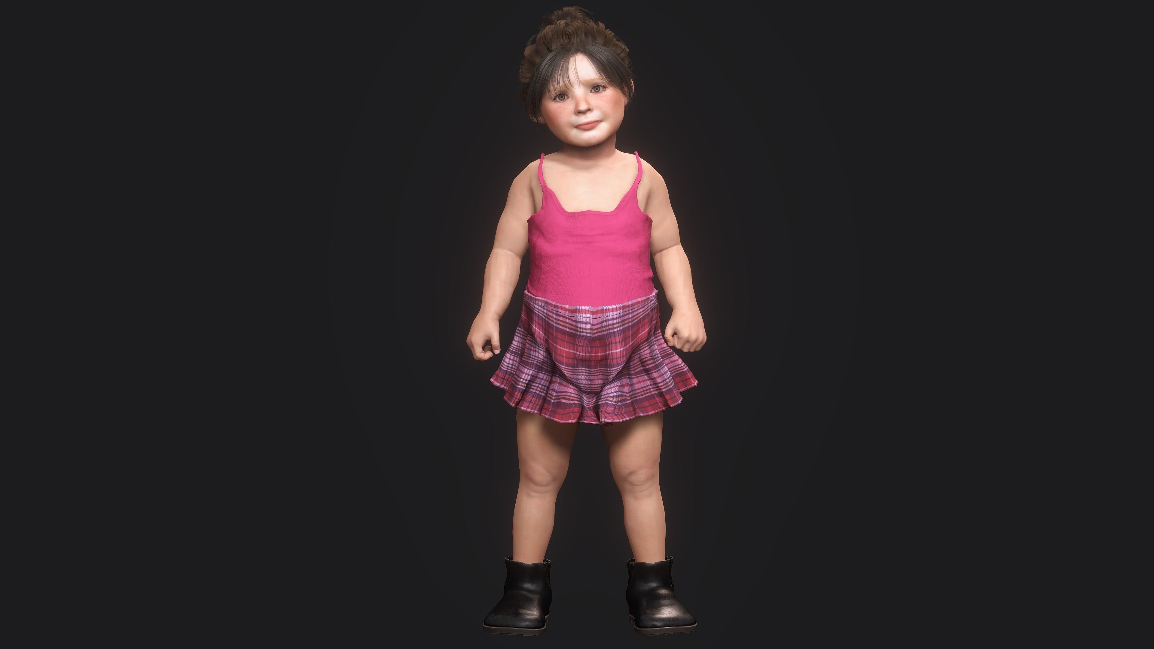 AAA 3D REALISTIC CHARACTER-EUROPEAN TODDLER or LITTLE GIRL 01 Low-poly 3D model_11