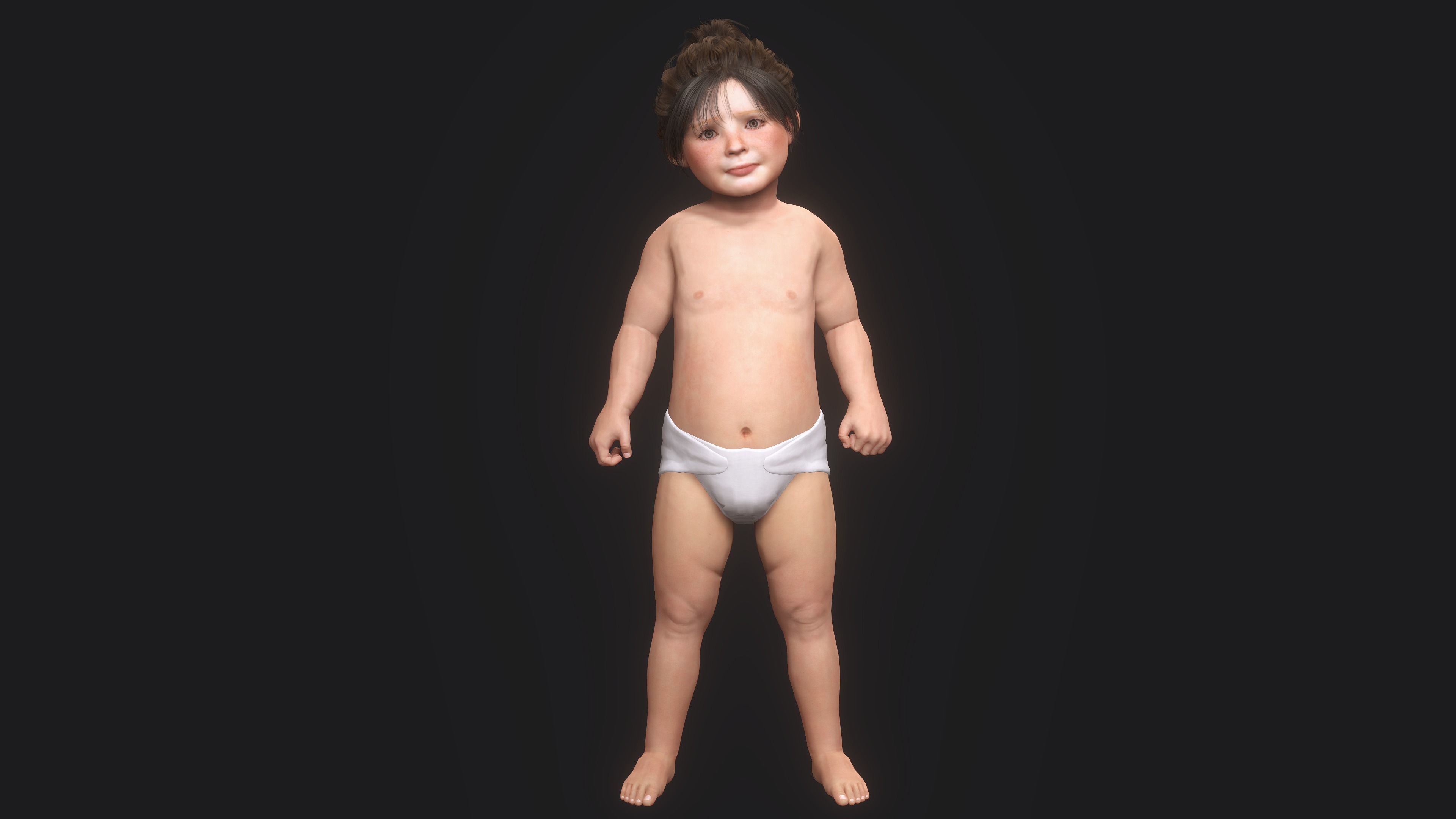 AAA 3D REALISTIC CHARACTER-EUROPEAN TODDLER or LITTLE GIRL 01 Low-poly 3D model_14