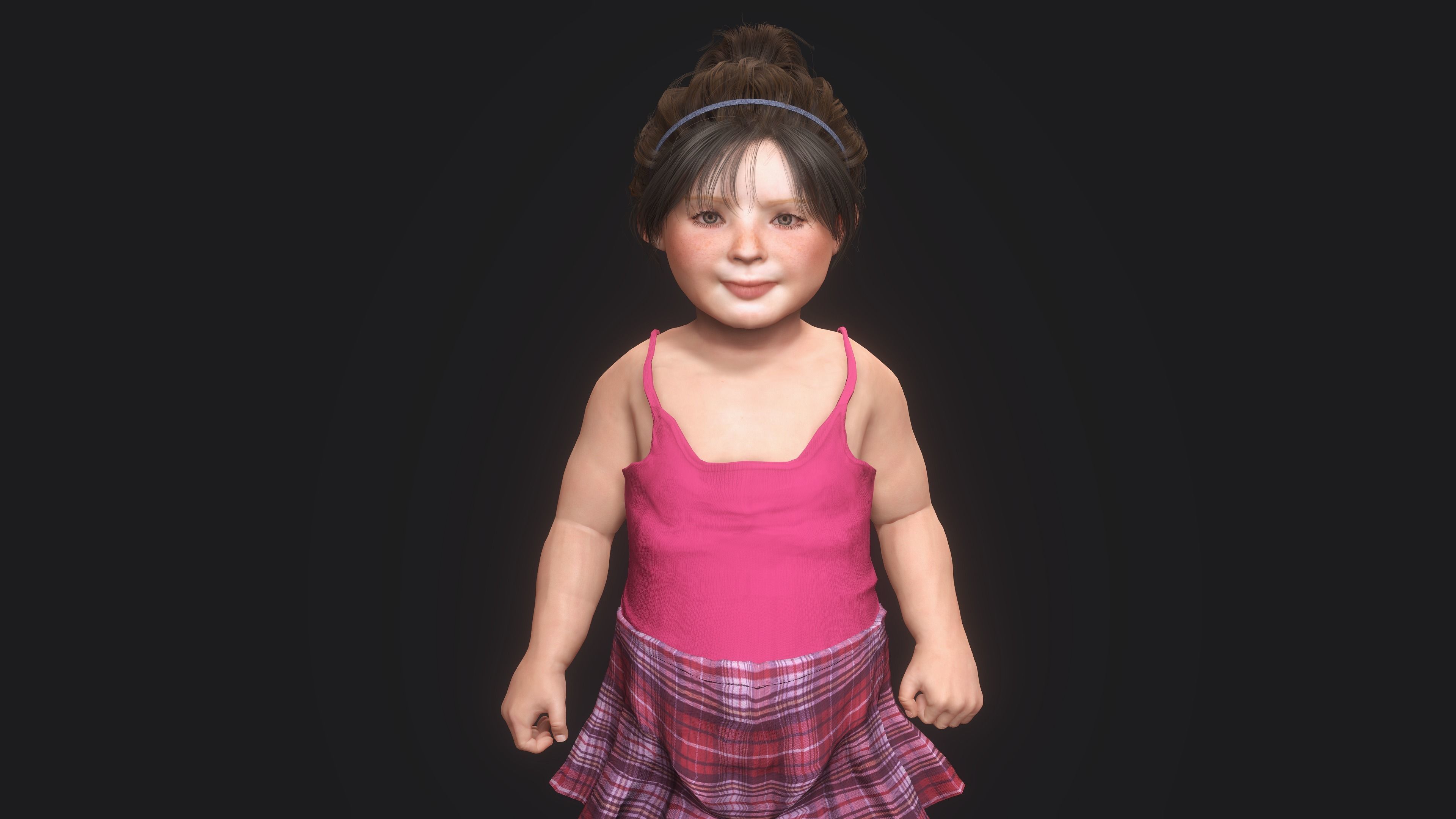 AAA 3D REALISTIC CHARACTER-EUROPEAN TODDLER or LITTLE GIRL 01 Low-poly 3D model_3