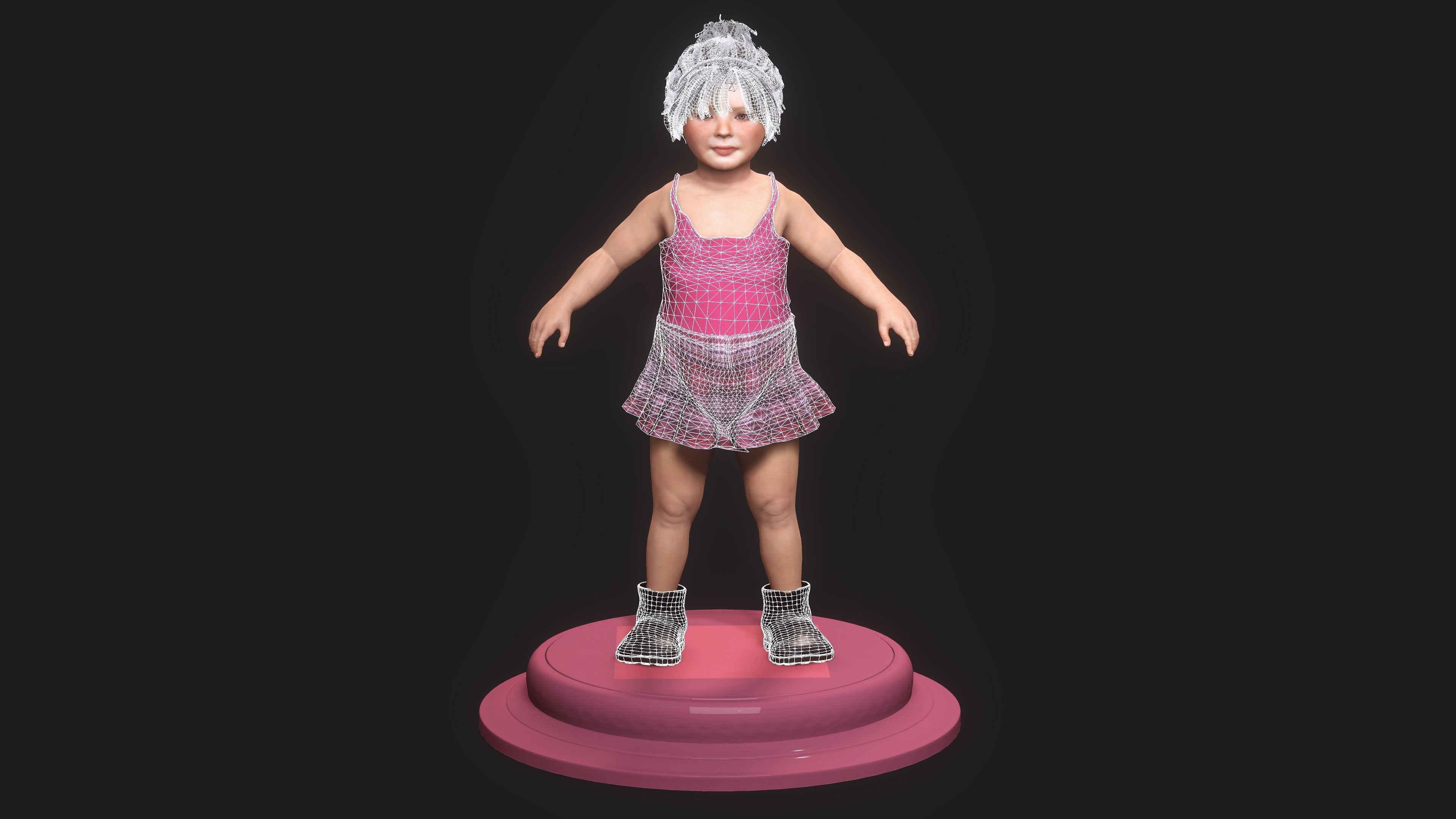 AAA 3D REALISTIC CHARACTER-EUROPEAN TODDLER or LITTLE GIRL 01 Low-poly 3D model_17