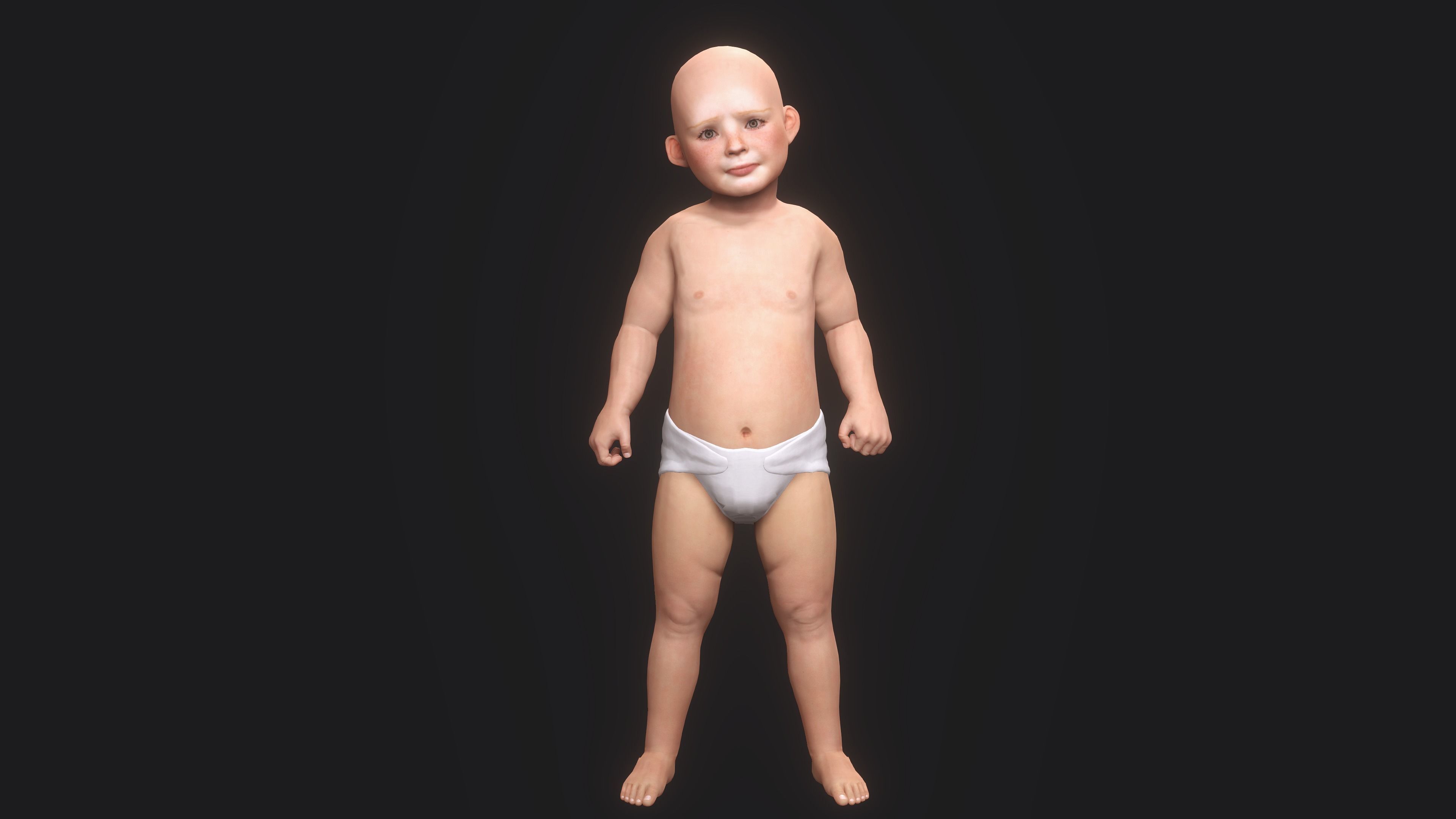 AAA 3D REALISTIC CHARACTER-EUROPEAN TODDLER or LITTLE GIRL 01 Low-poly 3D model_15