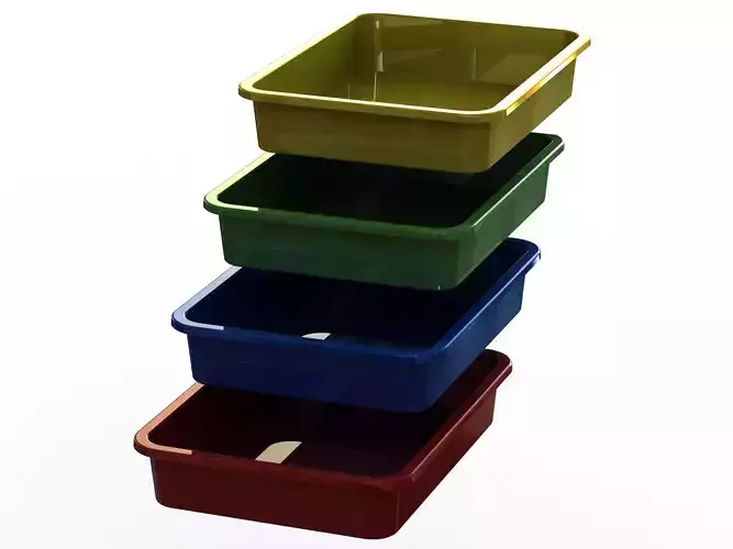 Rectangular Plastic Tray 30 Cms X 40 Cms X 8 Cms 3D model