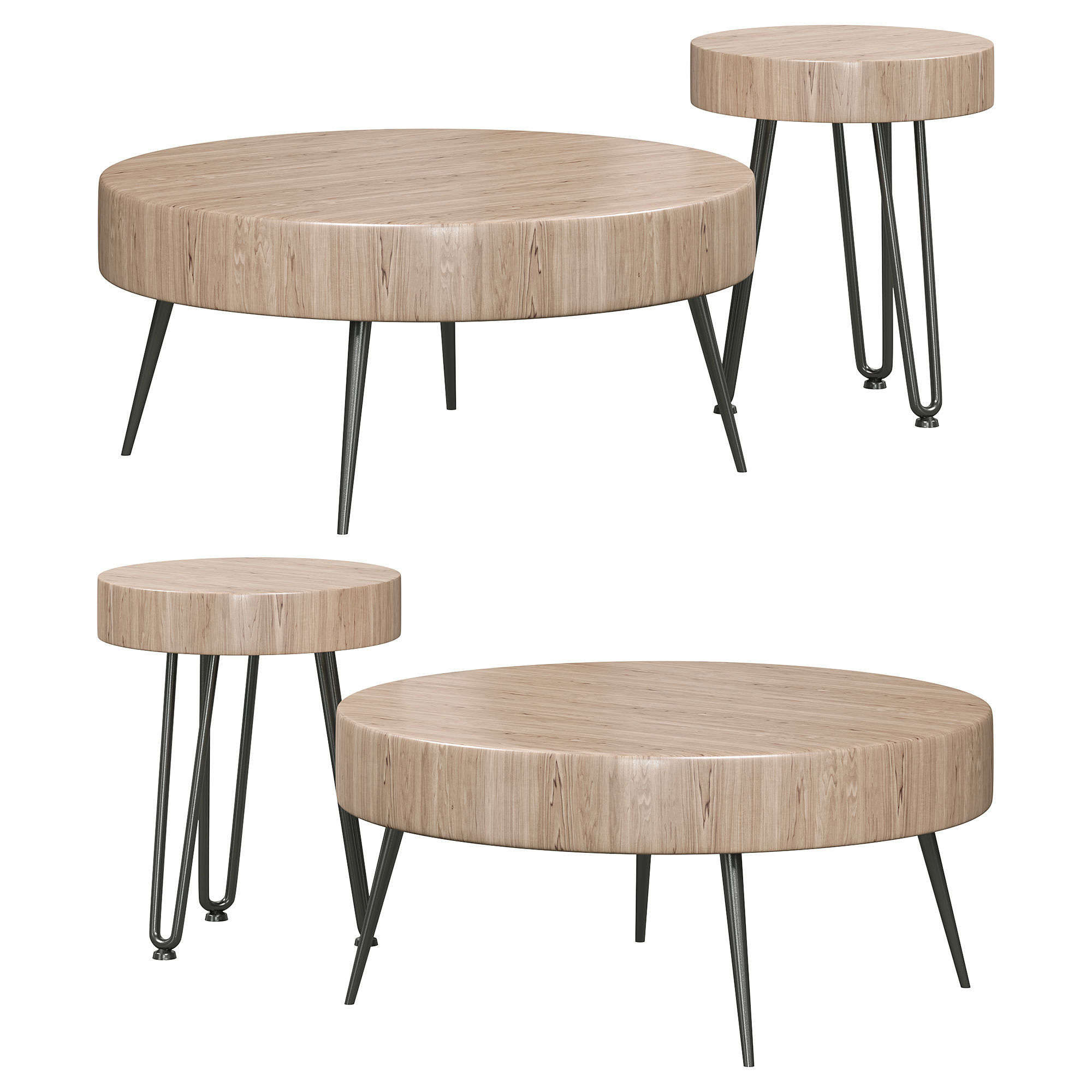 Solid wood 2 piece nesting coffee table by Homary 3D model_1