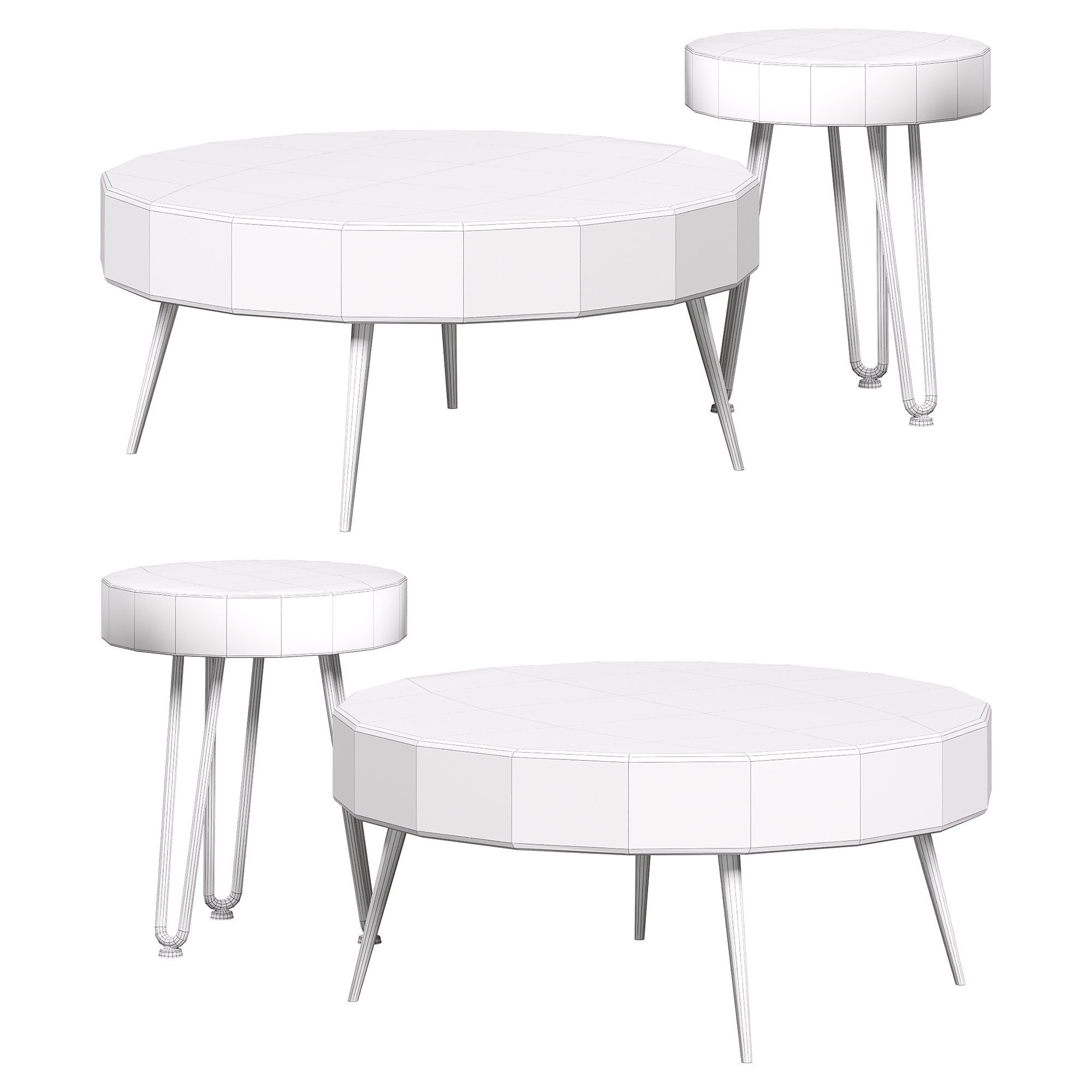 Solid wood 2 piece nesting coffee table by Homary 3D model_3