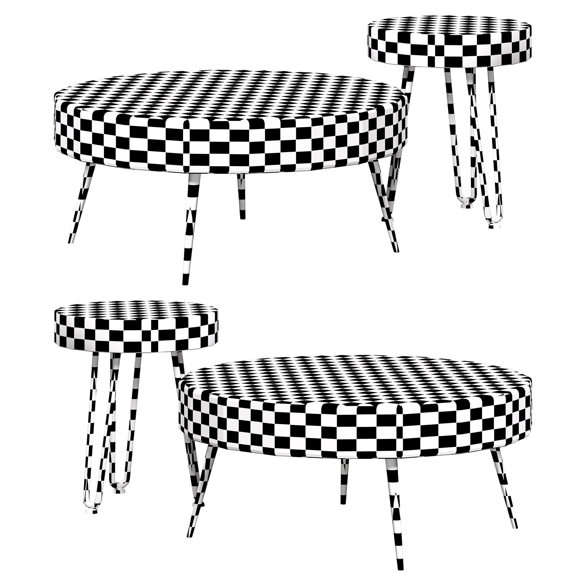 Solid wood 2 piece nesting coffee table by Homary 3D model_4