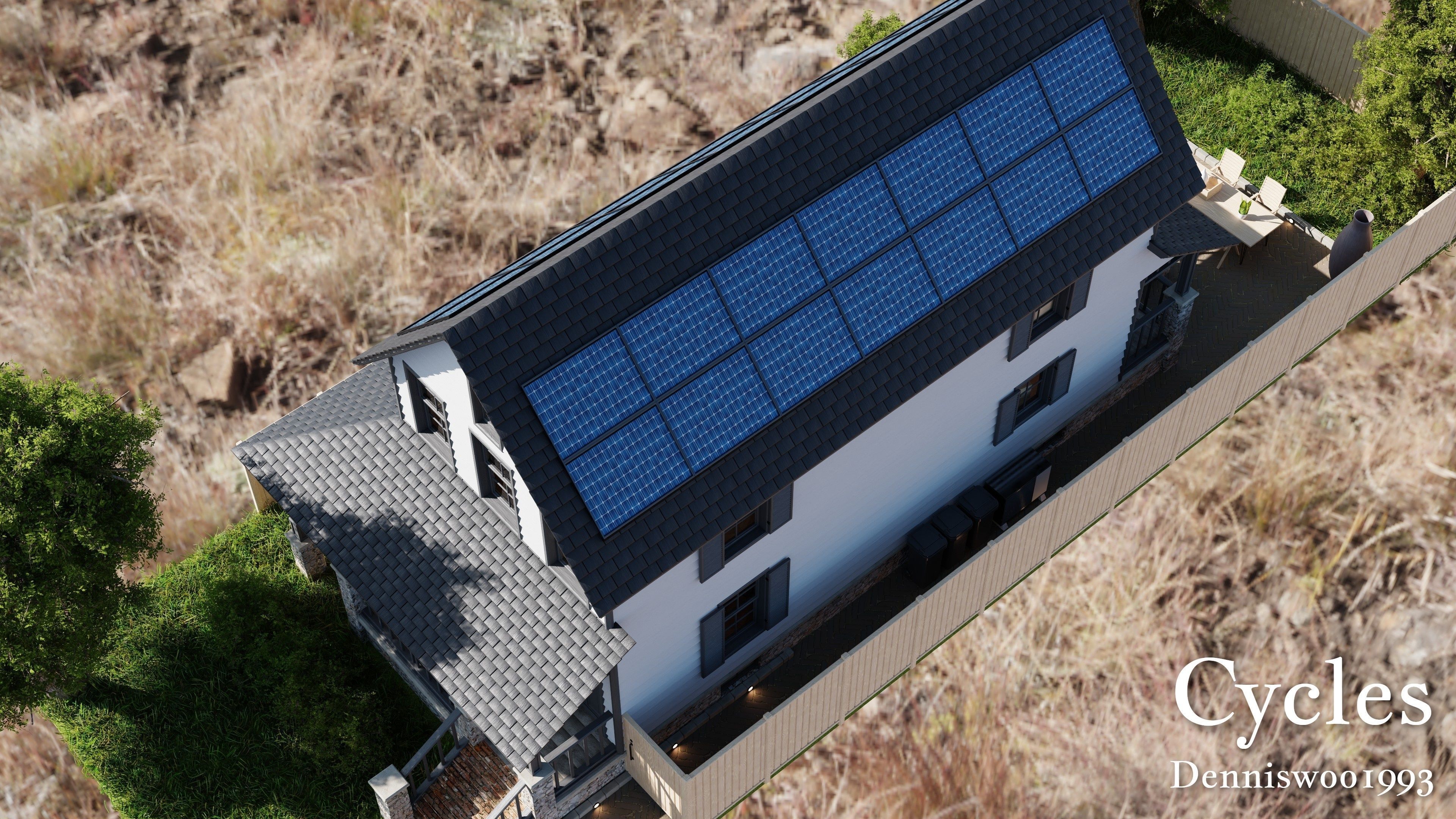 Modular Classic Style American House 4 Low-poly 3D model_9