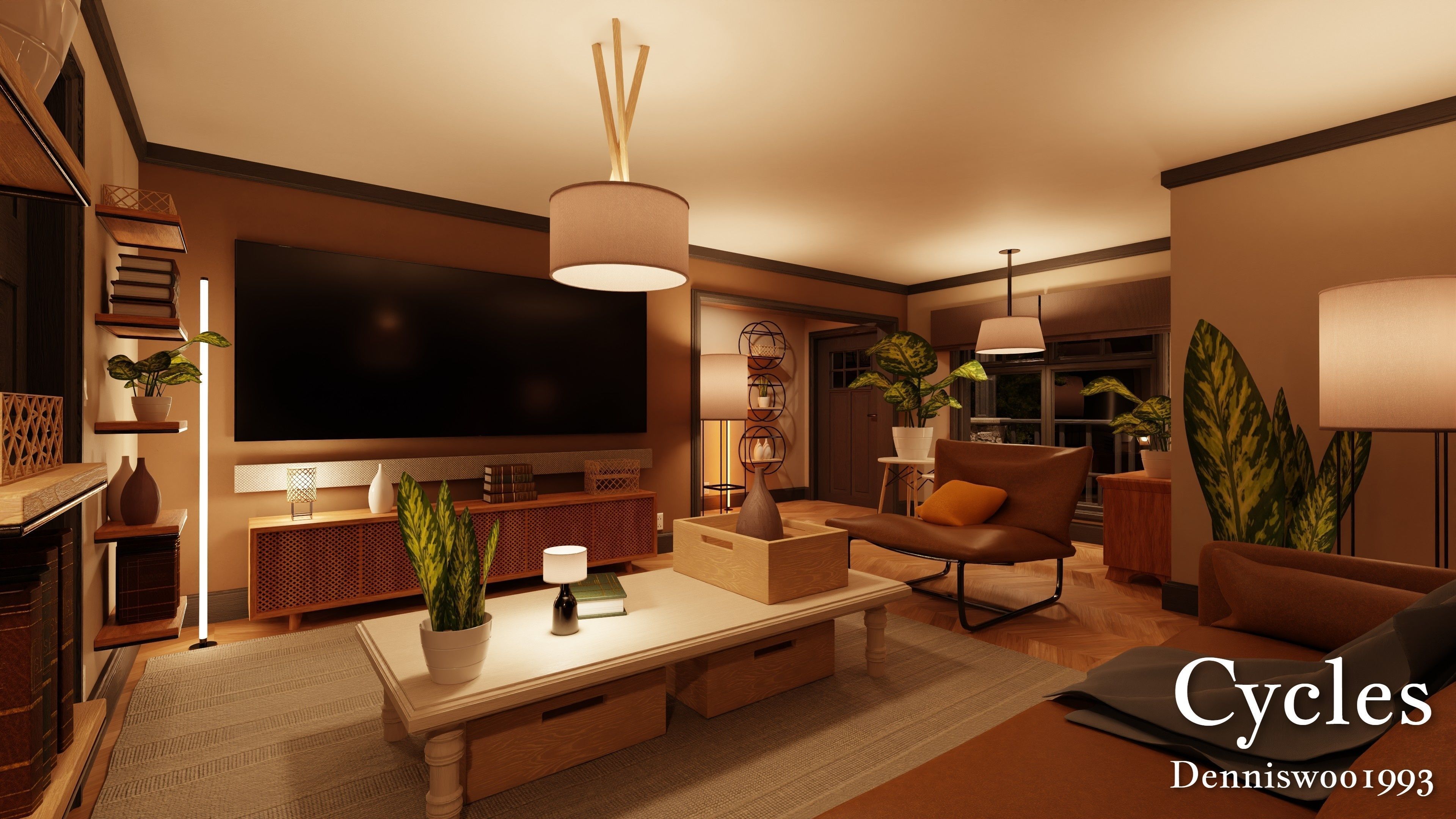 Modular Classic Style American House 4 Low-poly 3D model_18