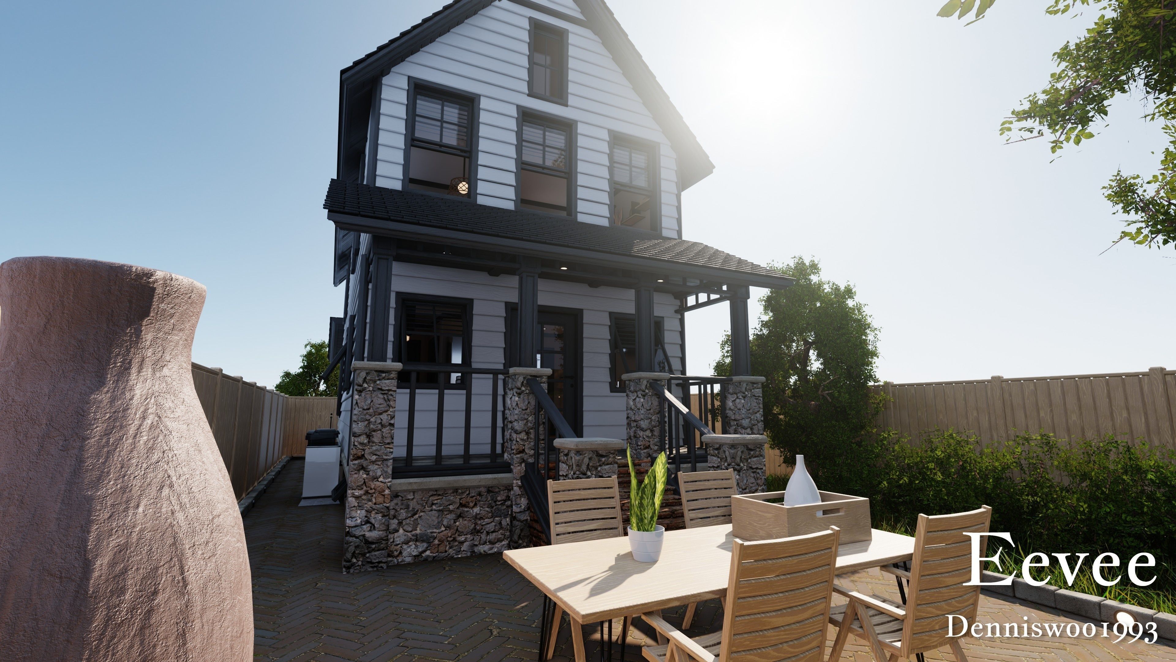 Modular Classic Style American House 4 Low-poly 3D model_38