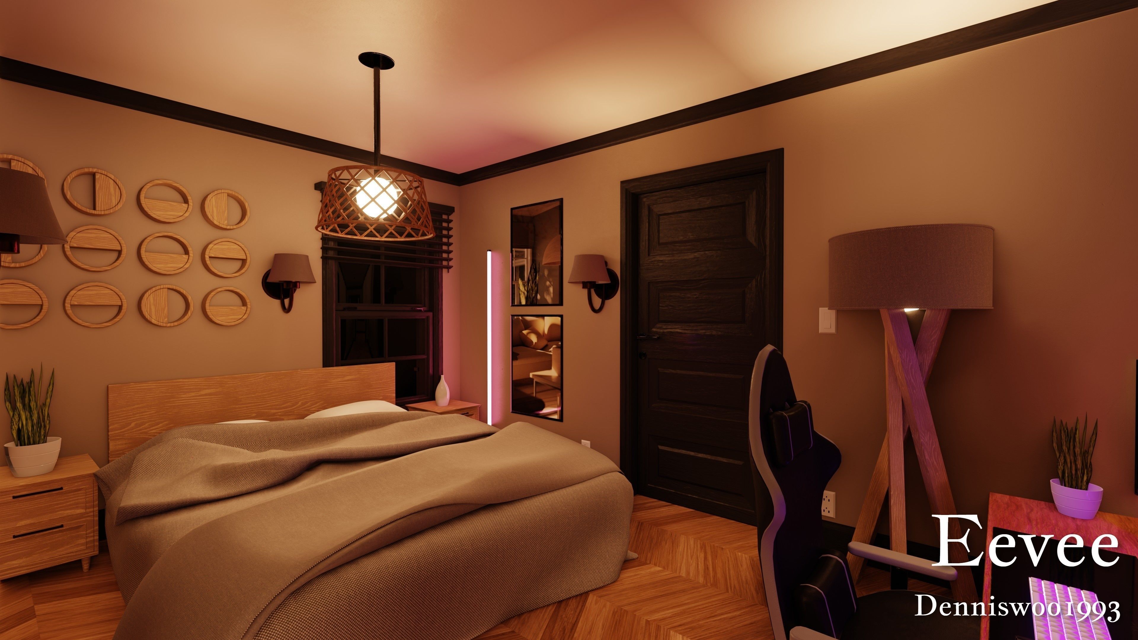 Modular Classic Style American House 4 Low-poly 3D model_40