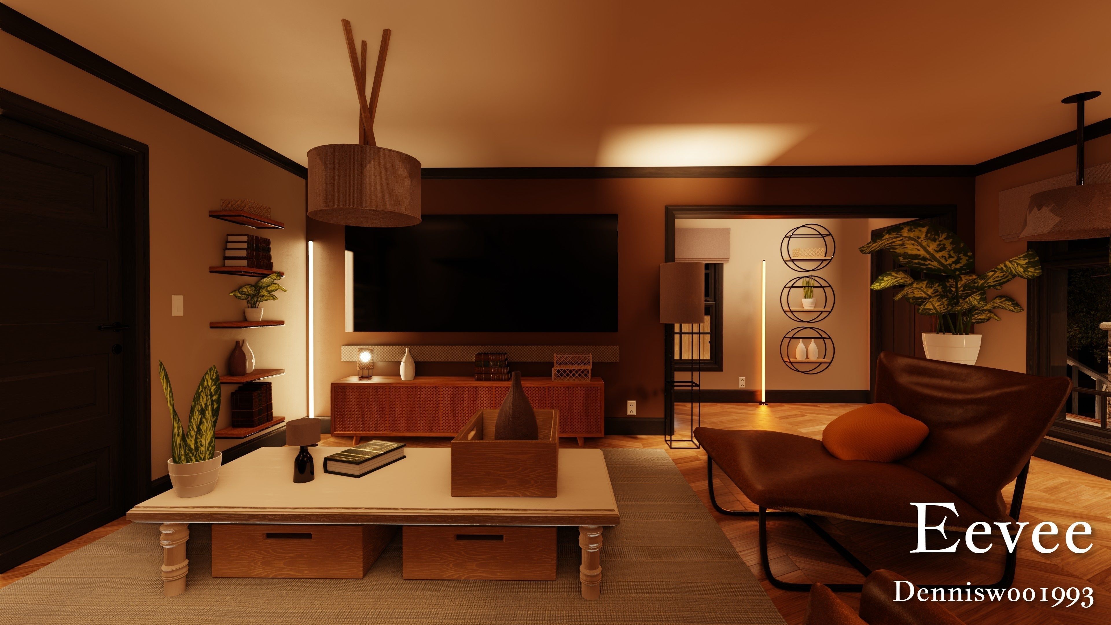 Modular Classic Style American House 4 Low-poly 3D model_36