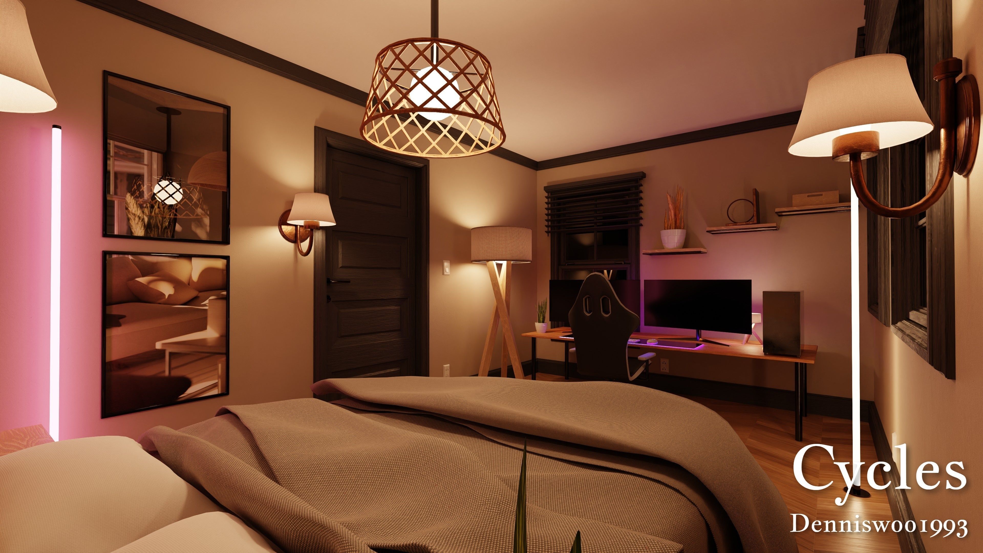 Modular Classic Style American House 4 Low-poly 3D model_21