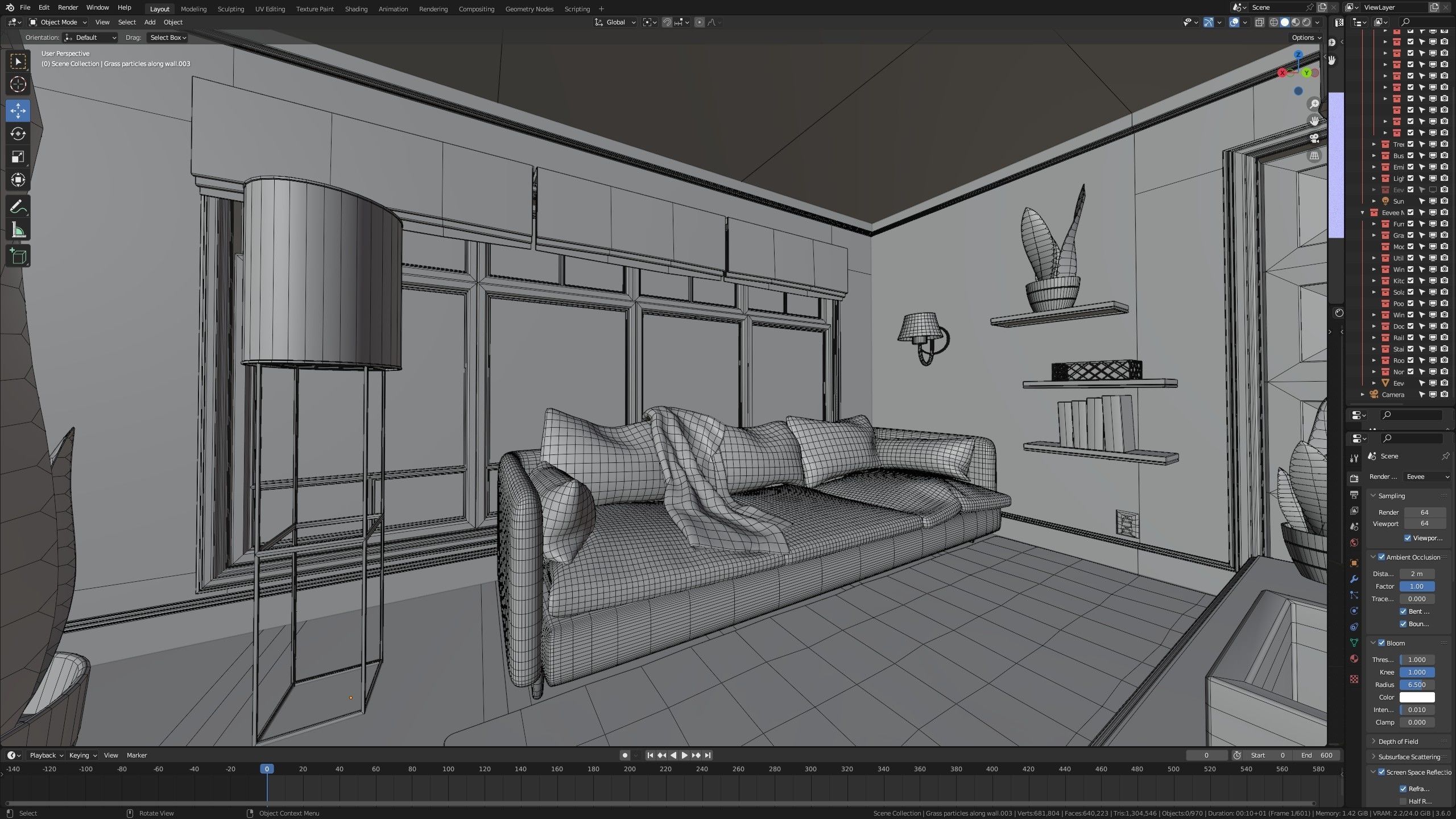 Modular Classic Style American House 4 Low-poly 3D model_46