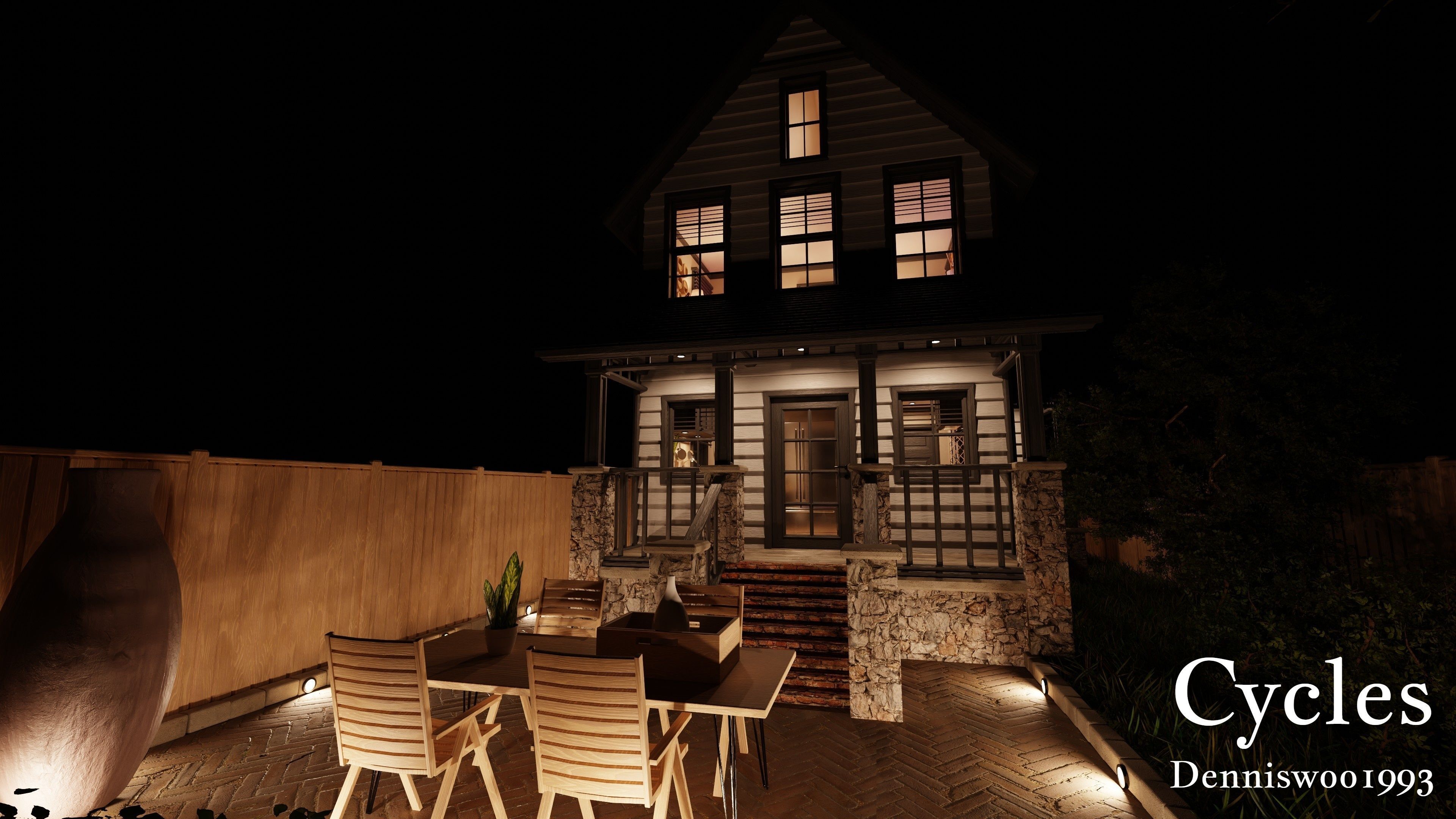 Modular Classic Style American House 4 Low-poly 3D model_25