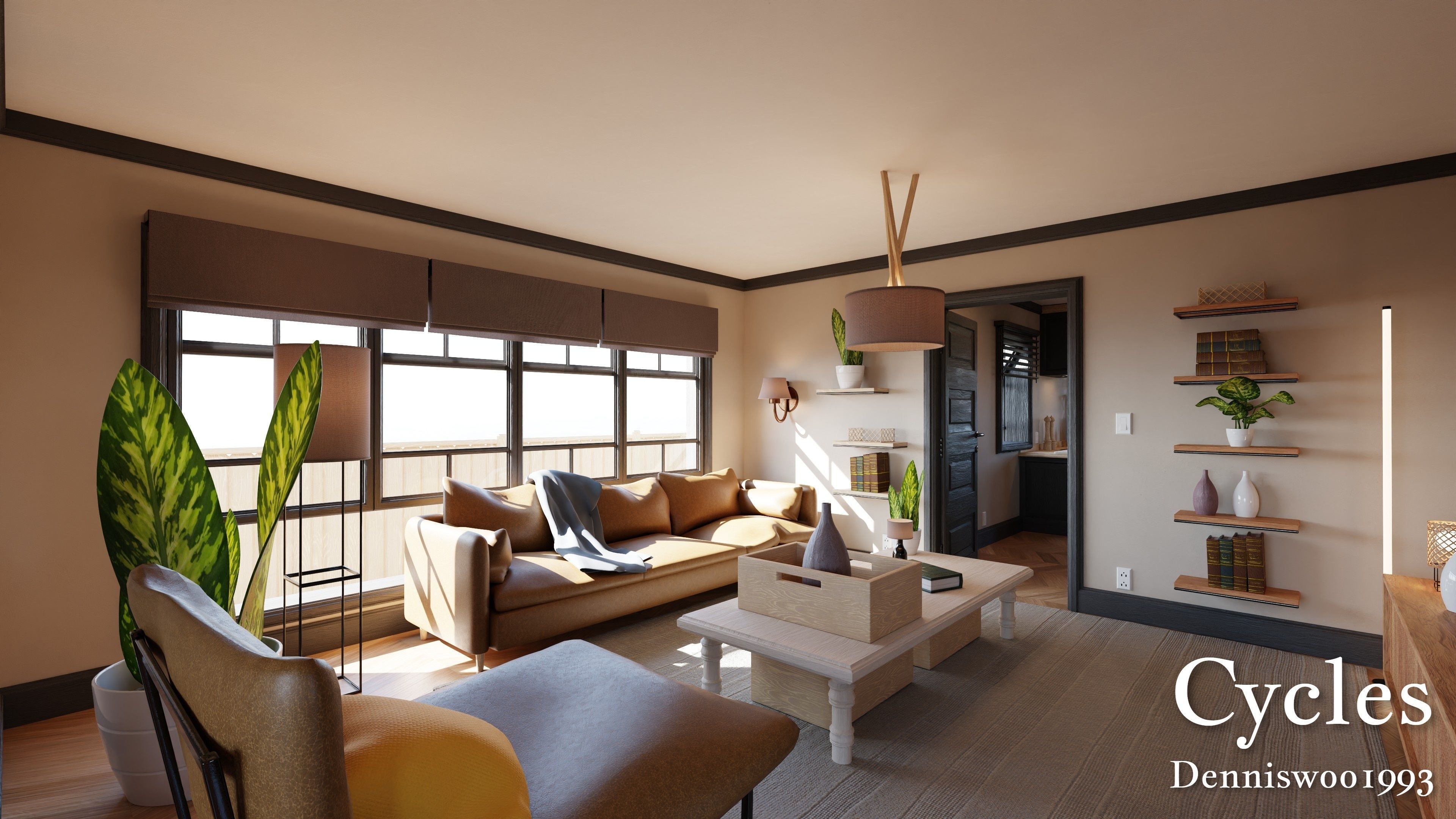 Modular Classic Style American House 4 Low-poly 3D model_2