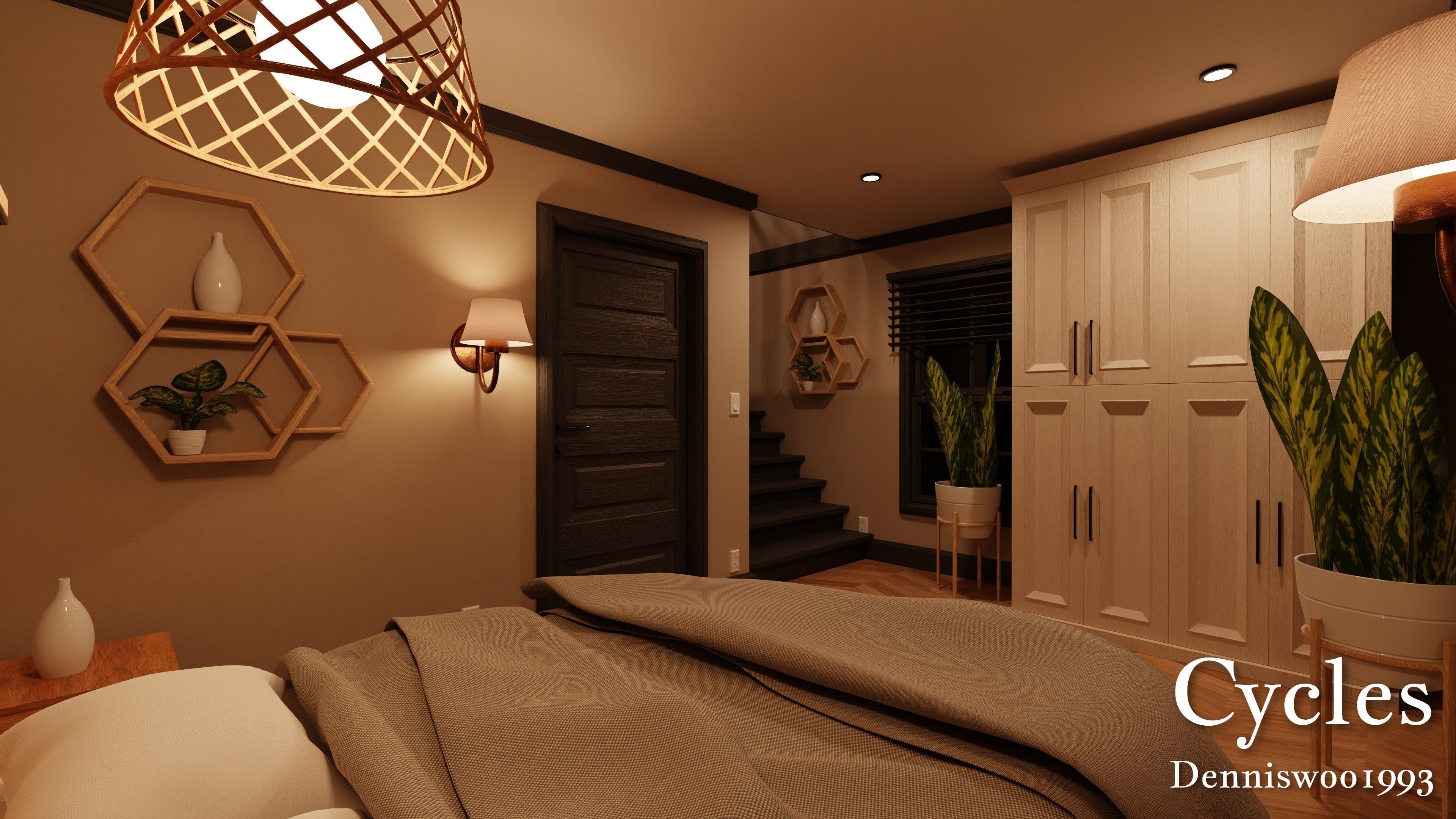 Modular Classic Style American House 4 Low-poly 3D model_24