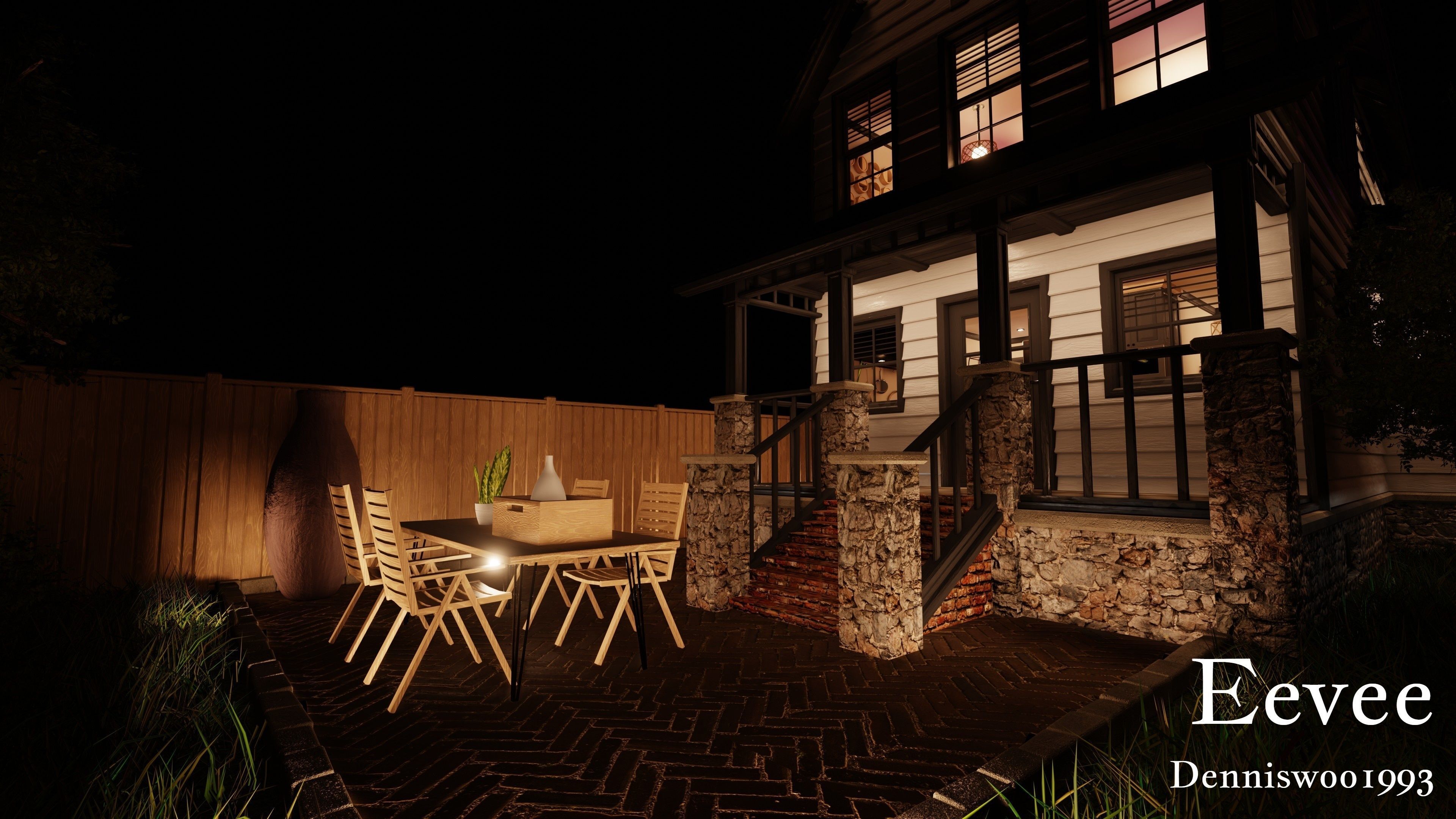 Modular Classic Style American House 4 Low-poly 3D model_45