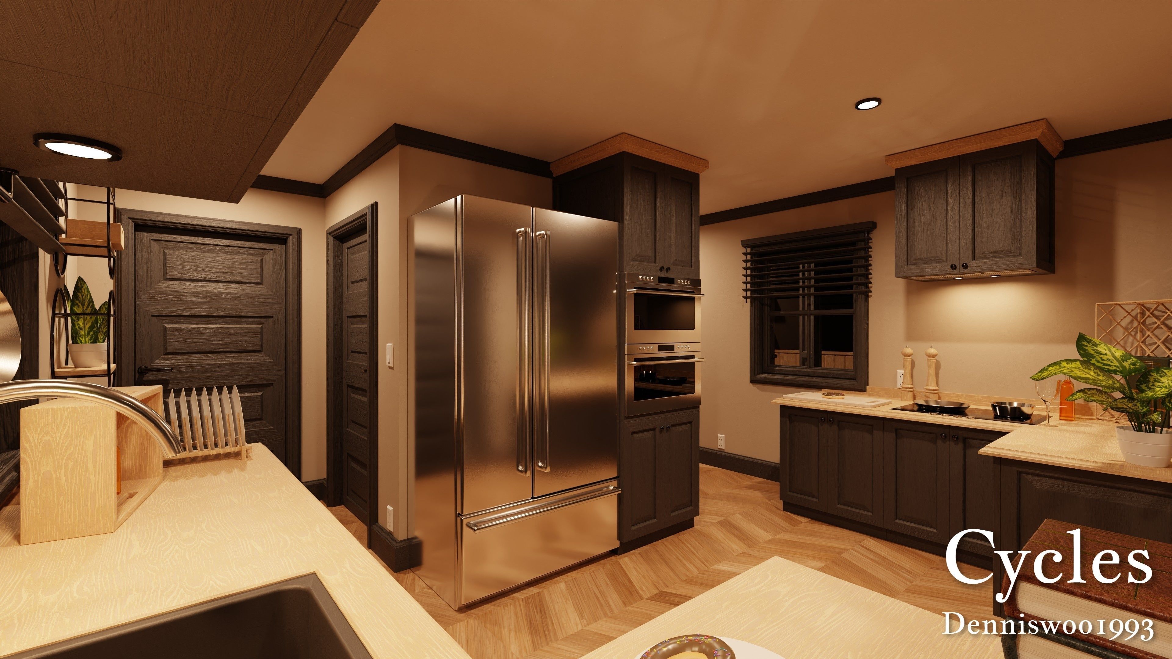 Modular Classic Style American House 4 Low-poly 3D model_19