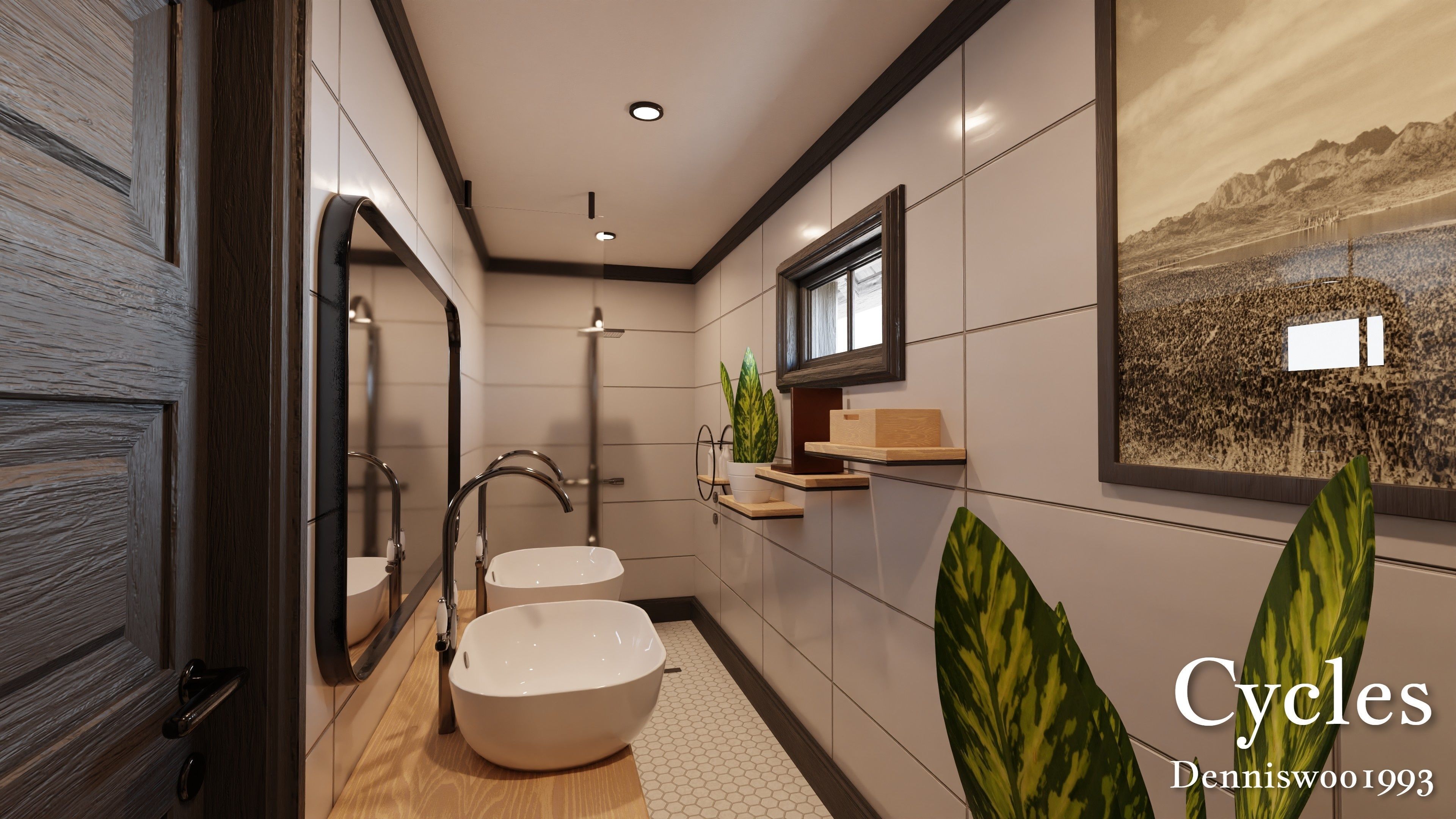 Modular Classic Style American House 4 Low-poly 3D model_13