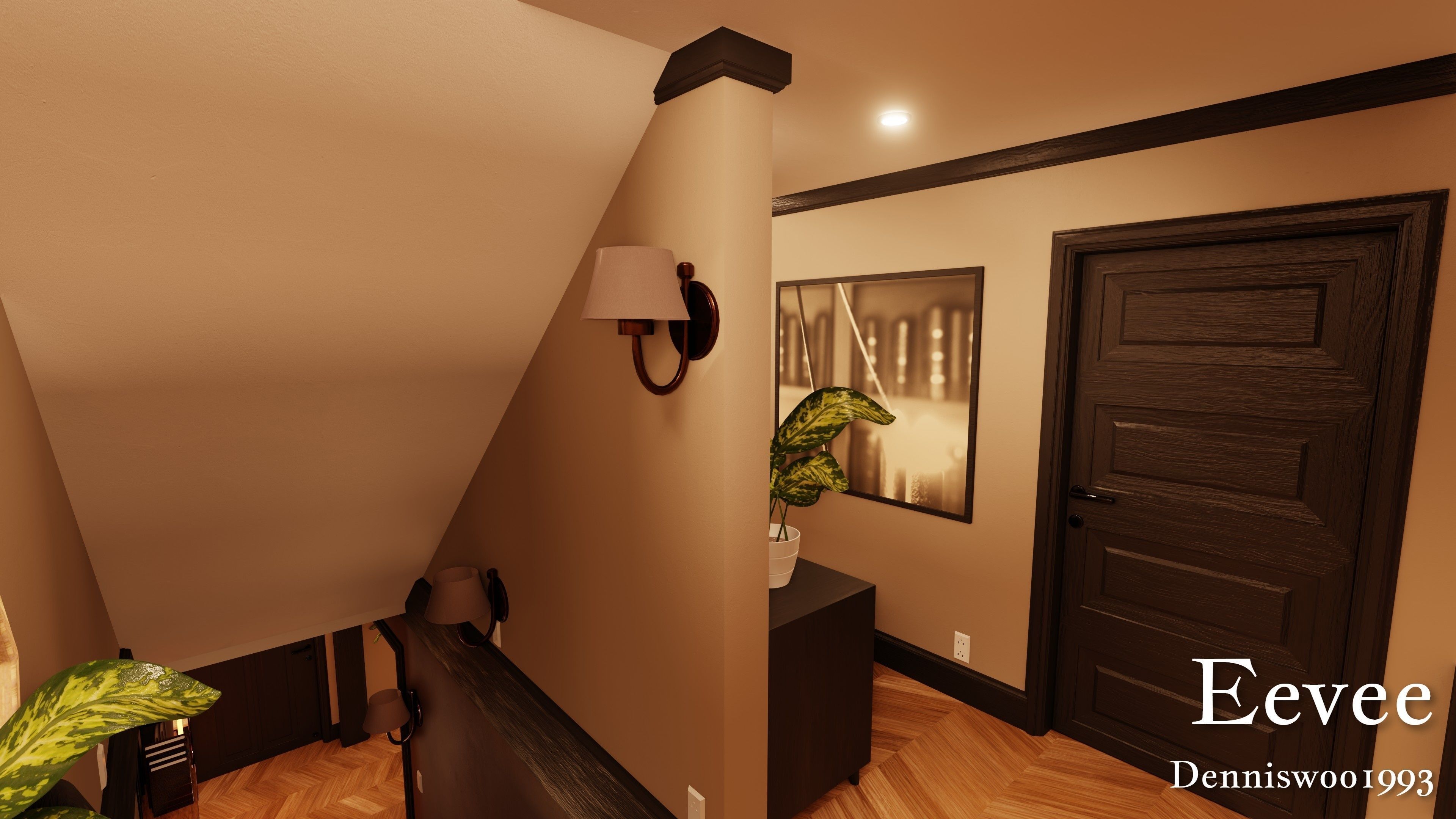 Modular Classic Style American House 4 Low-poly 3D model_42