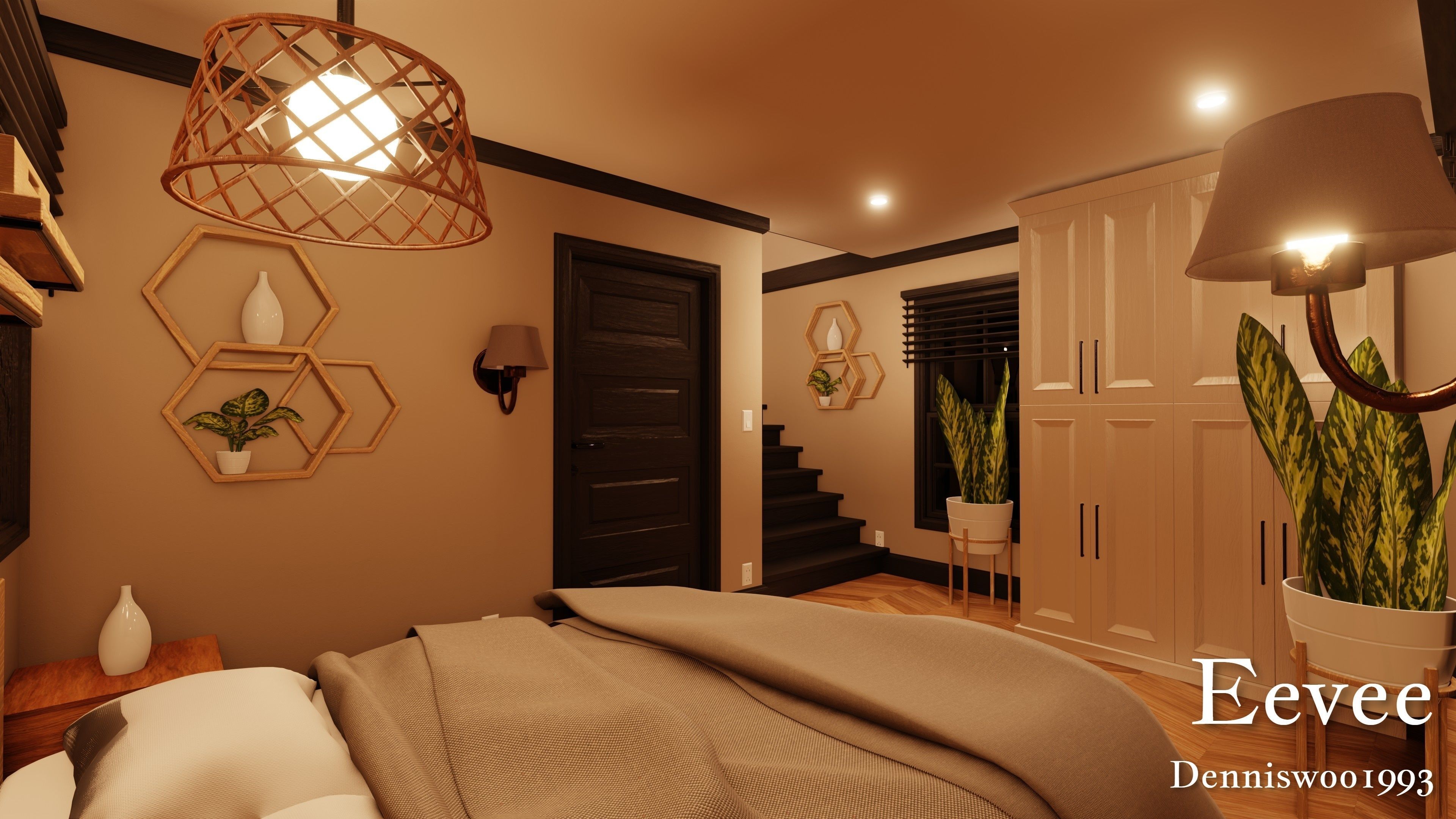 Modular Classic Style American House 4 Low-poly 3D model_43