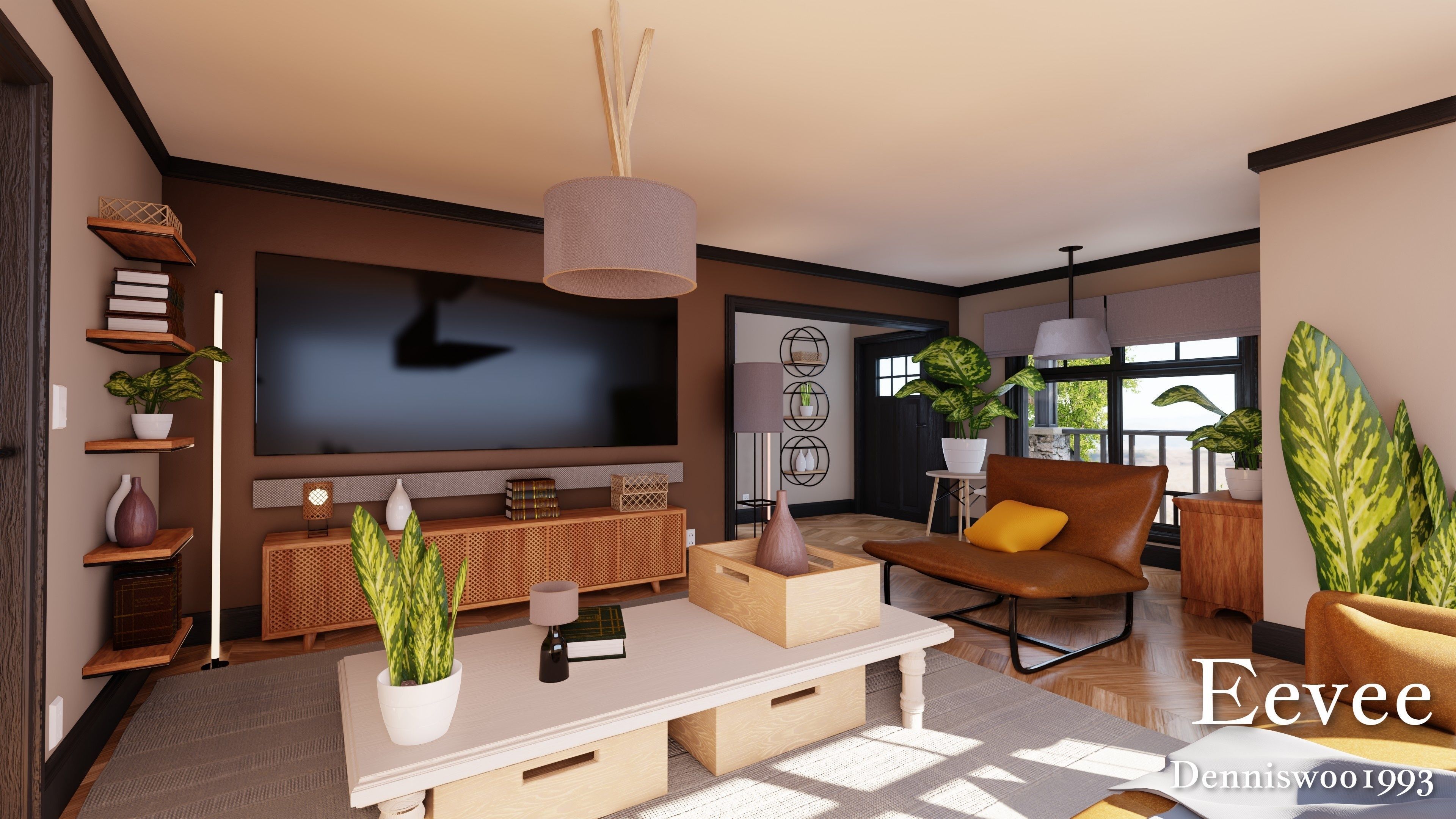 Modular Classic Style American House 4 Low-poly 3D model_26