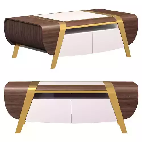 Walnutwhite rectangular coffee table by Homary