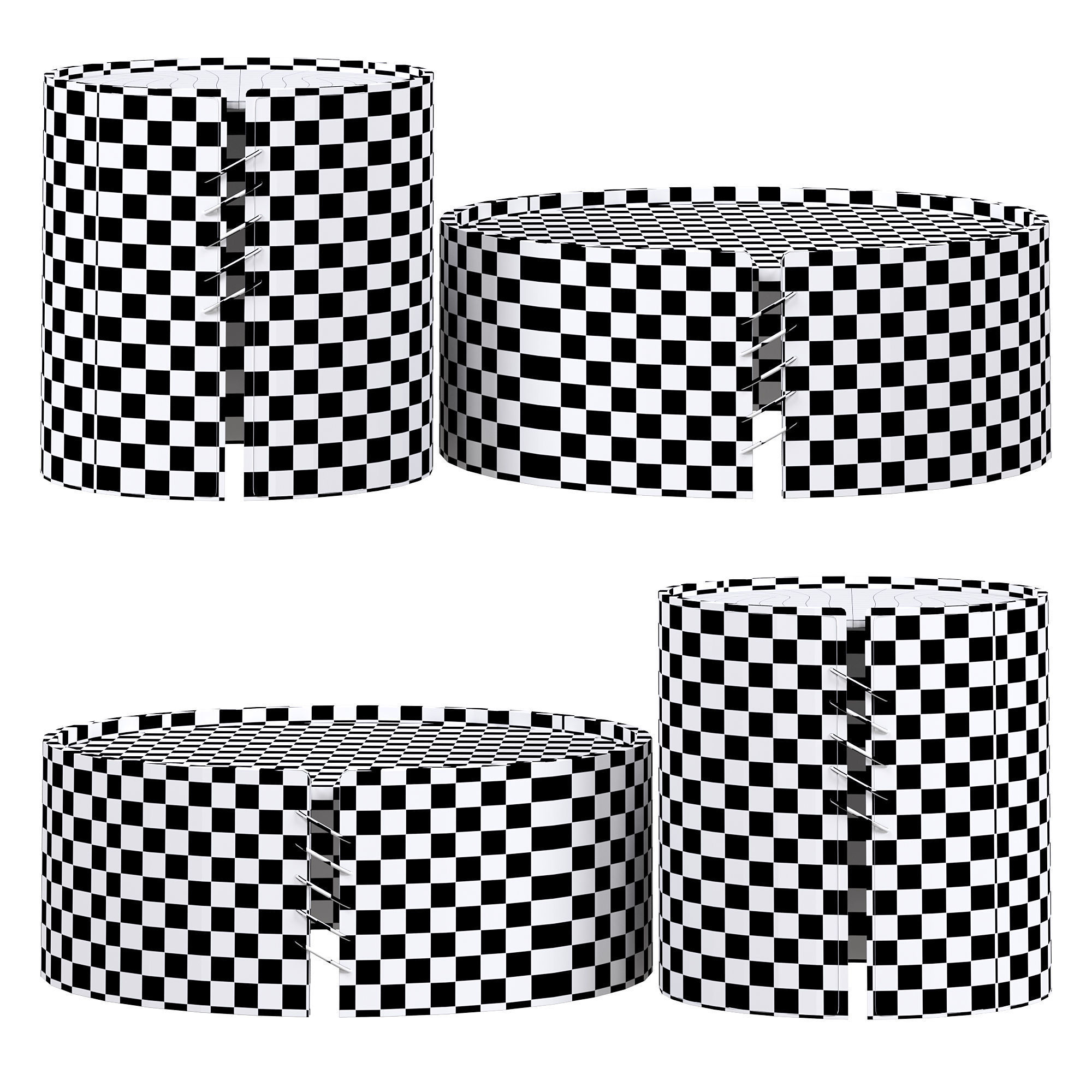 Round coffee table sets with saddle 3D model_3