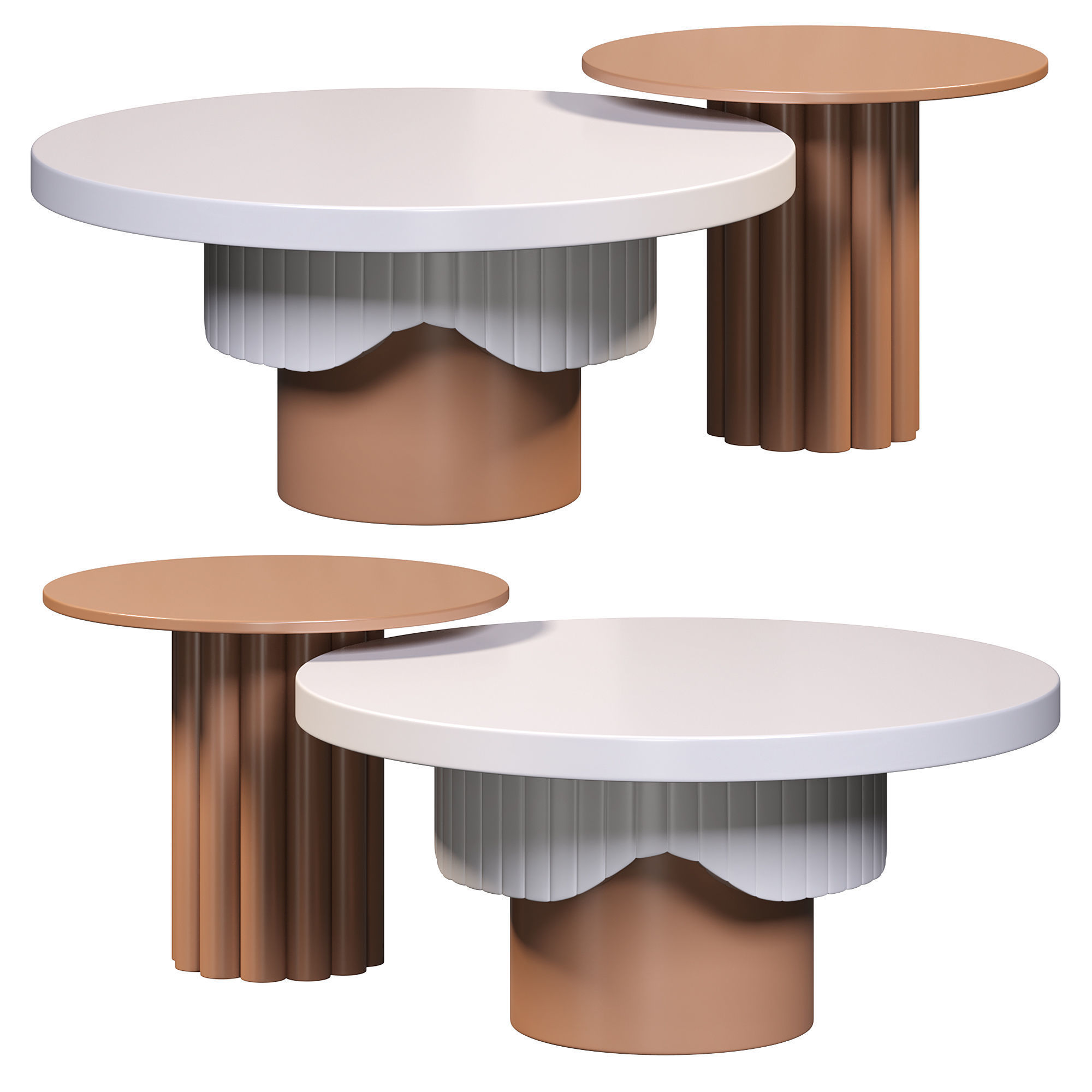 2piece round wood coffee table by Homary 3D model_1