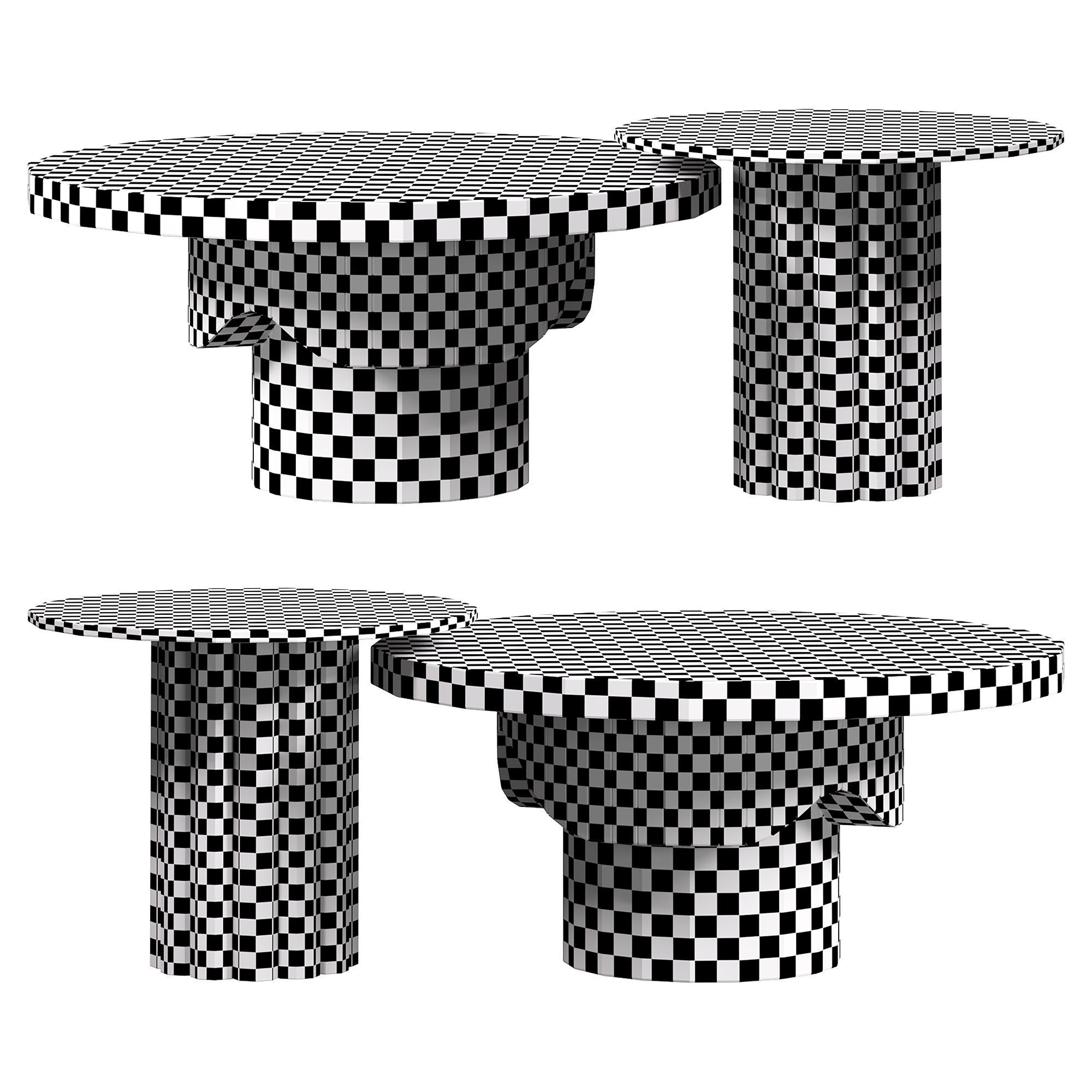 2piece round wood coffee table by Homary 3D model_3