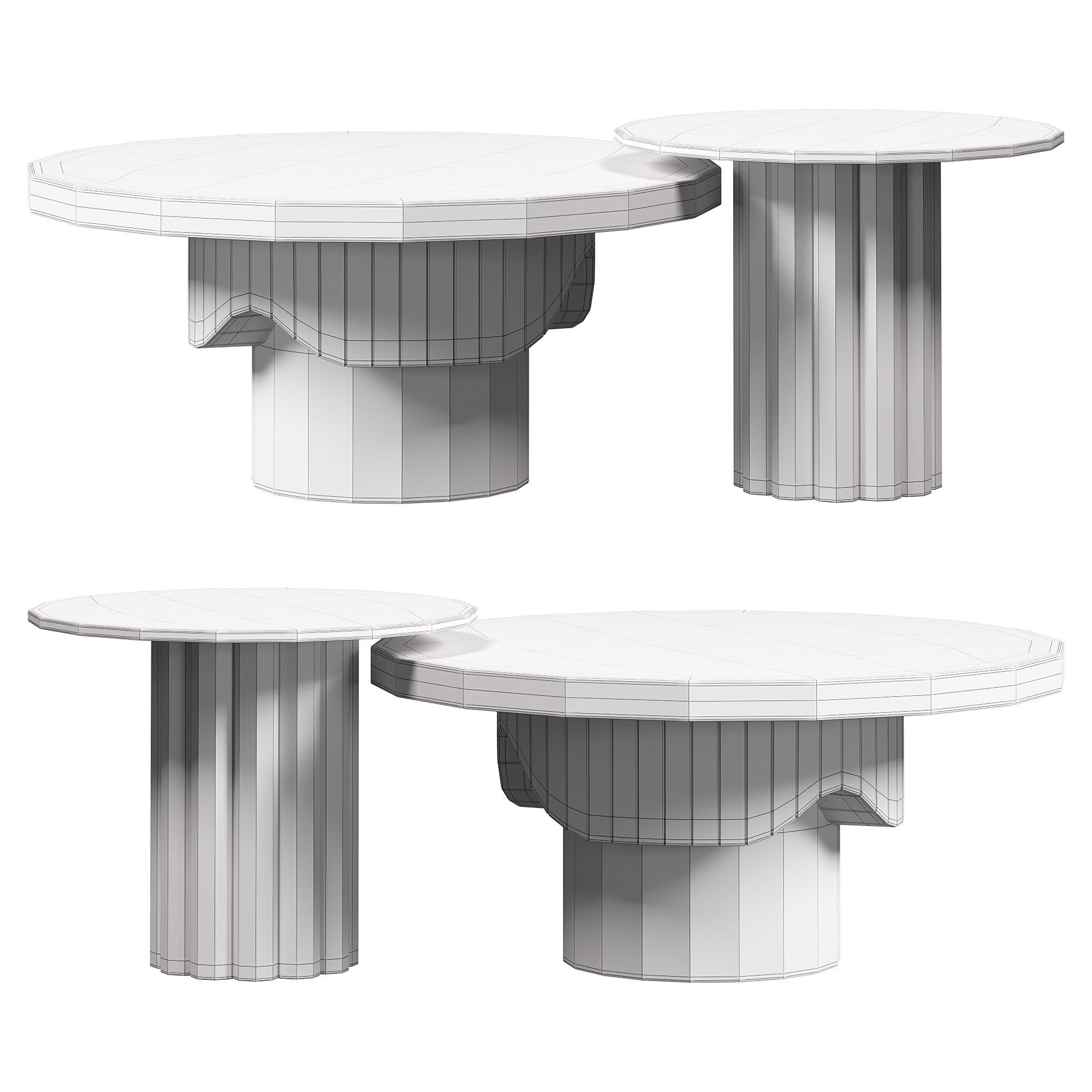 2piece round wood coffee table by Homary 3D model_4