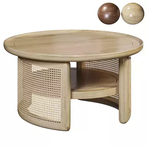 Wood Coffee Table with Rattan Base By Homary