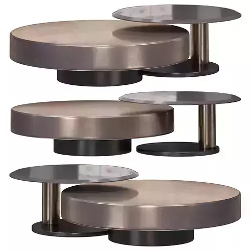 Modern gold black 2piece round nesting coffee table by Homary