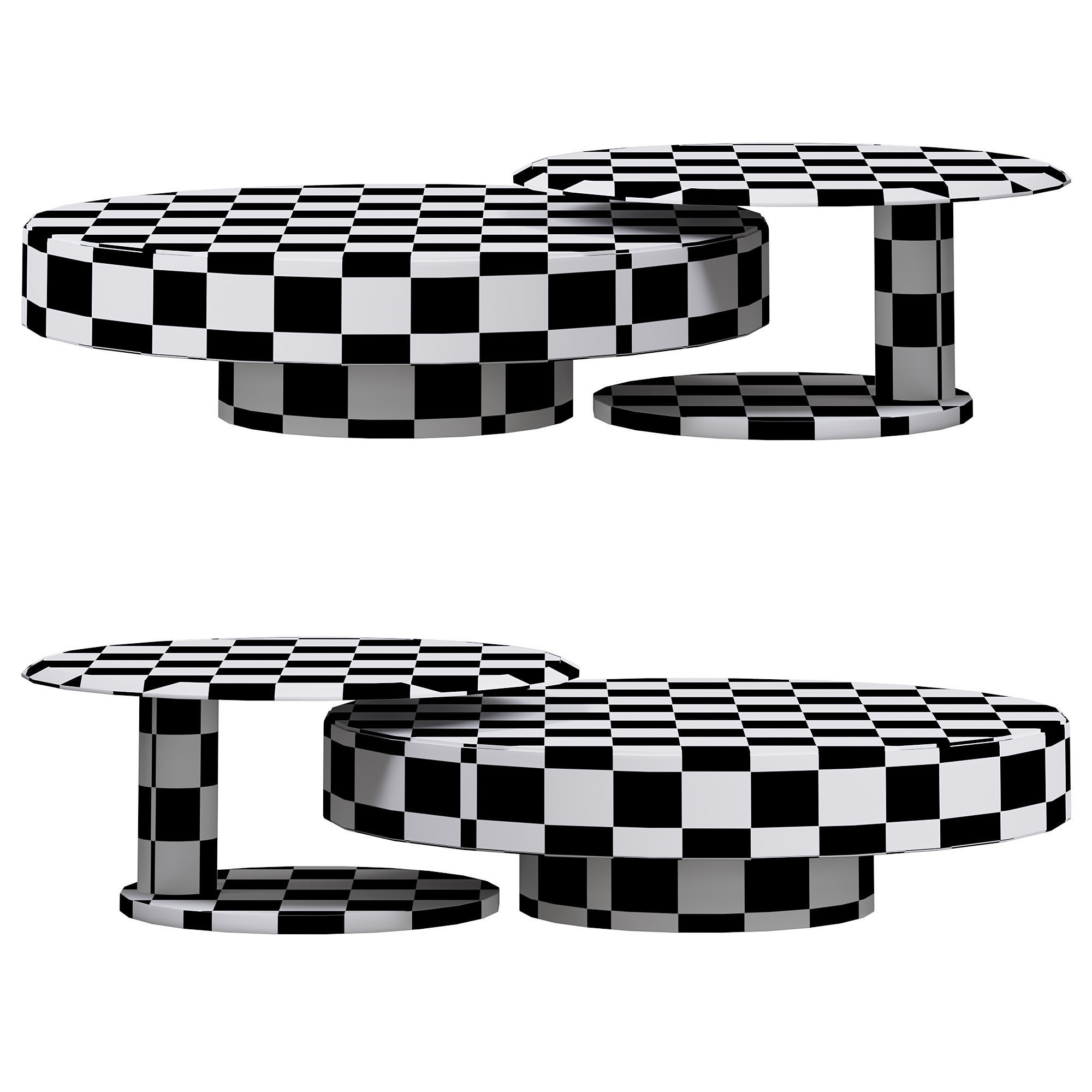 Modern gold black 2piece round nesting coffee table by Homary 3D model_3