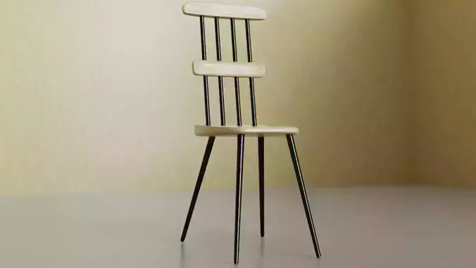 Wooden Cafe Chair 3D model 