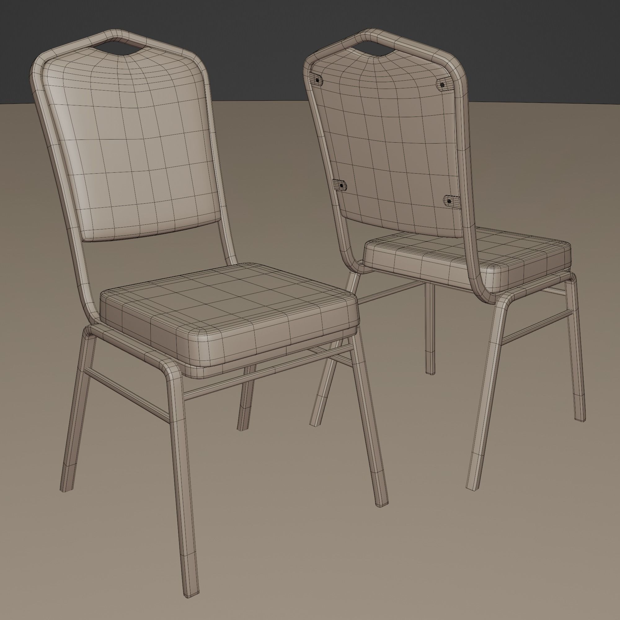 Stackable Banquet Chair Leather and Fabric Seat Low-poly 3D model_25