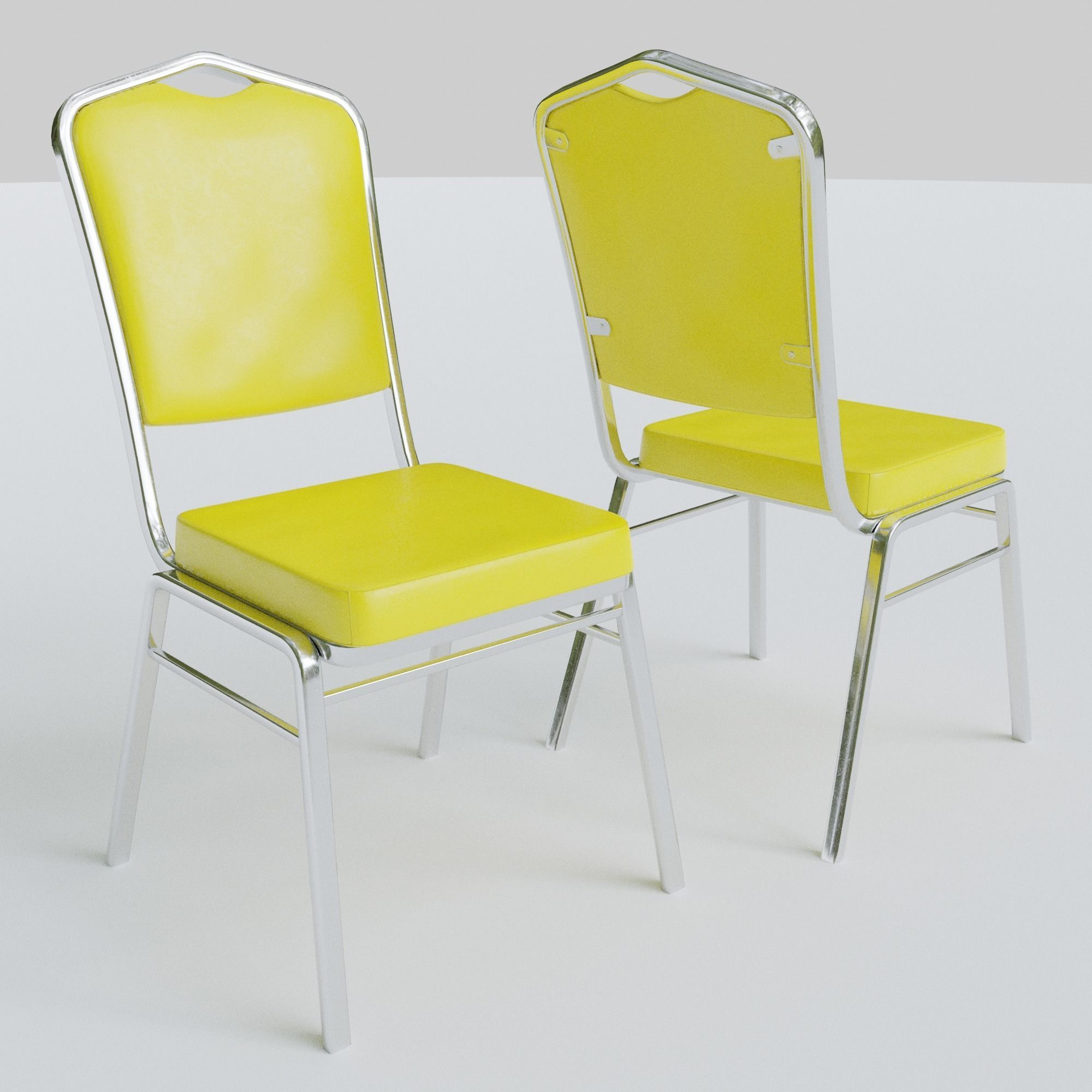 Stackable Banquet Chair Leather and Fabric Seat Low-poly 3D model_17