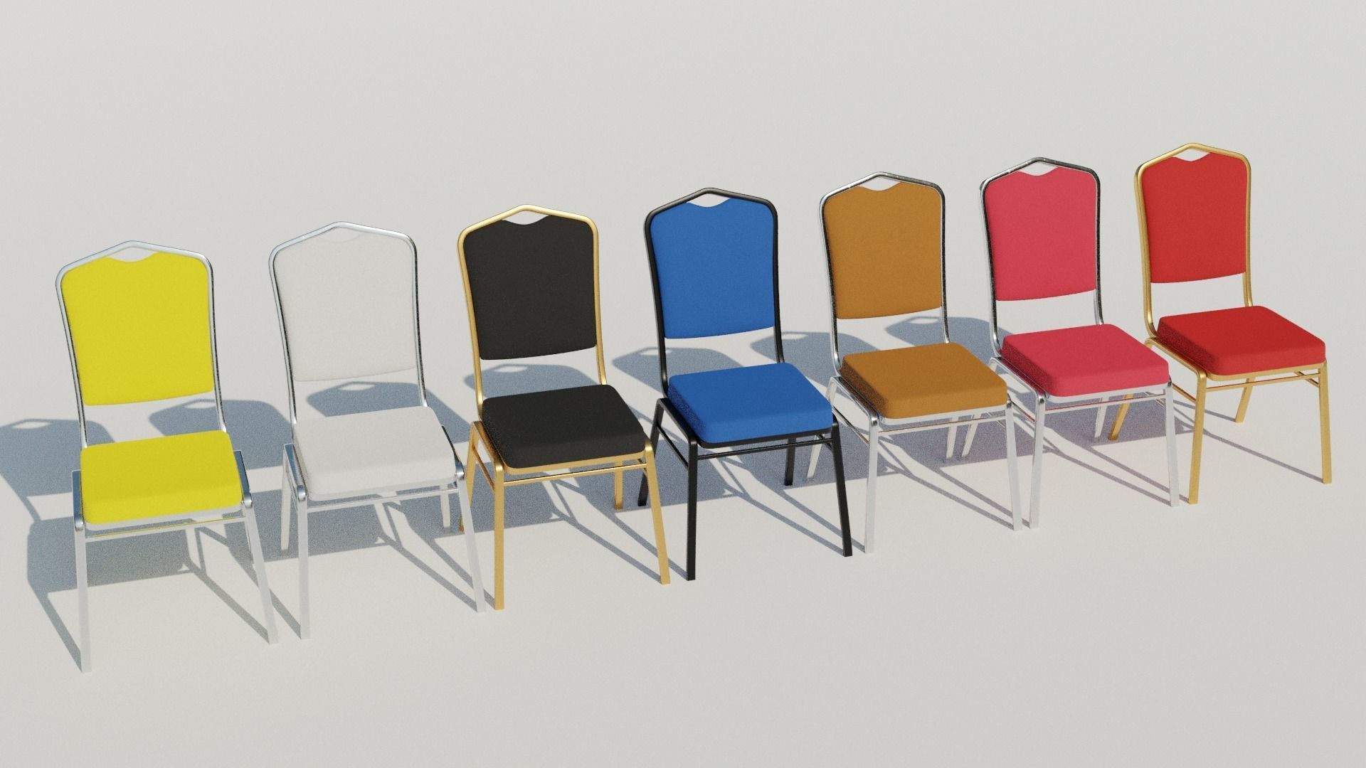 Stackable Banquet Chair Leather and Fabric Seat Low-poly 3D model_2
