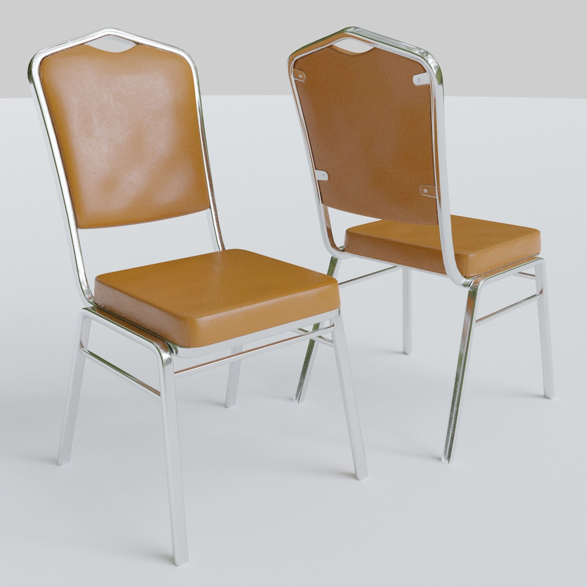 Stackable Banquet Chair Leather and Fabric Seat Low-poly 3D model_14