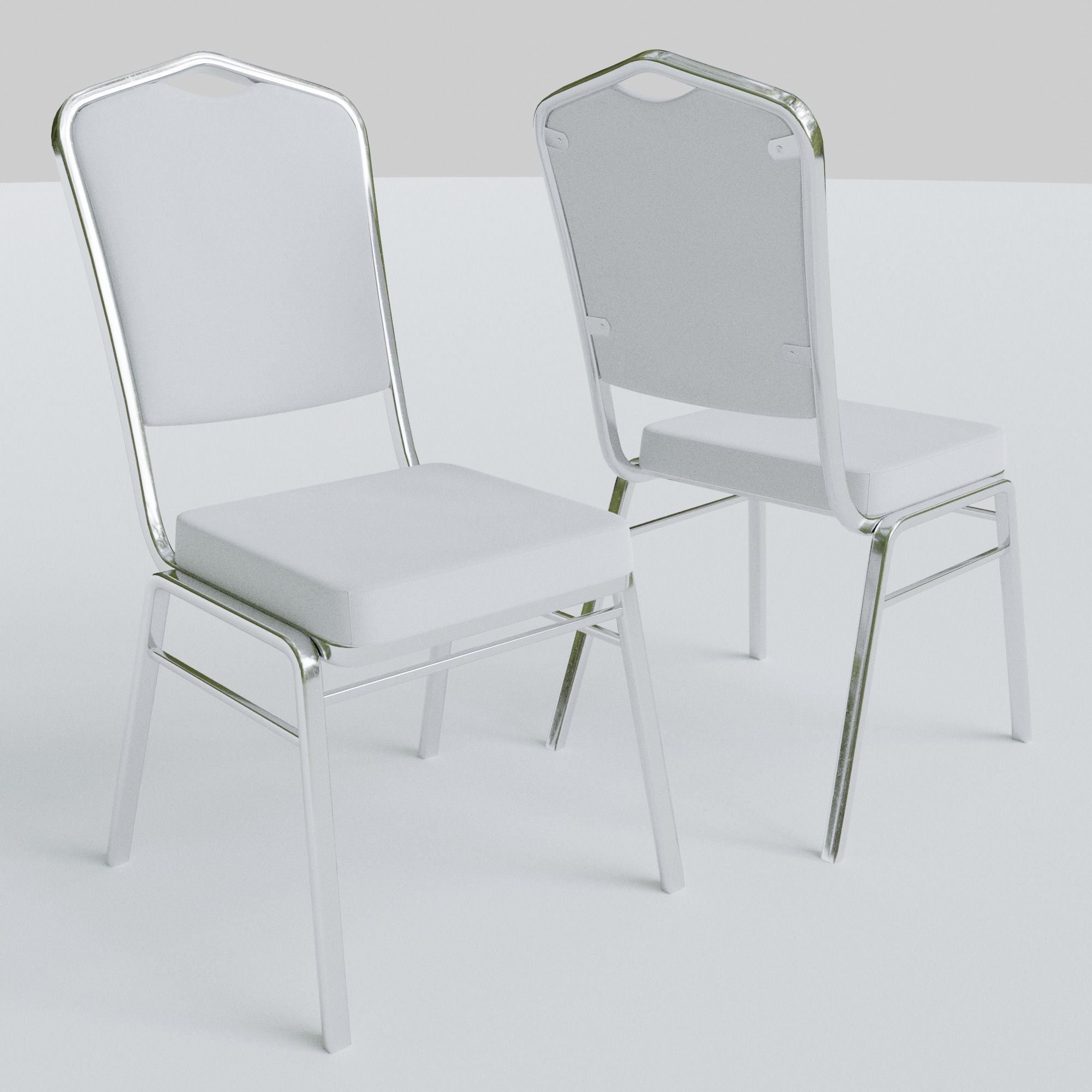 Stackable Banquet Chair Leather and Fabric Seat Low-poly 3D model_10
